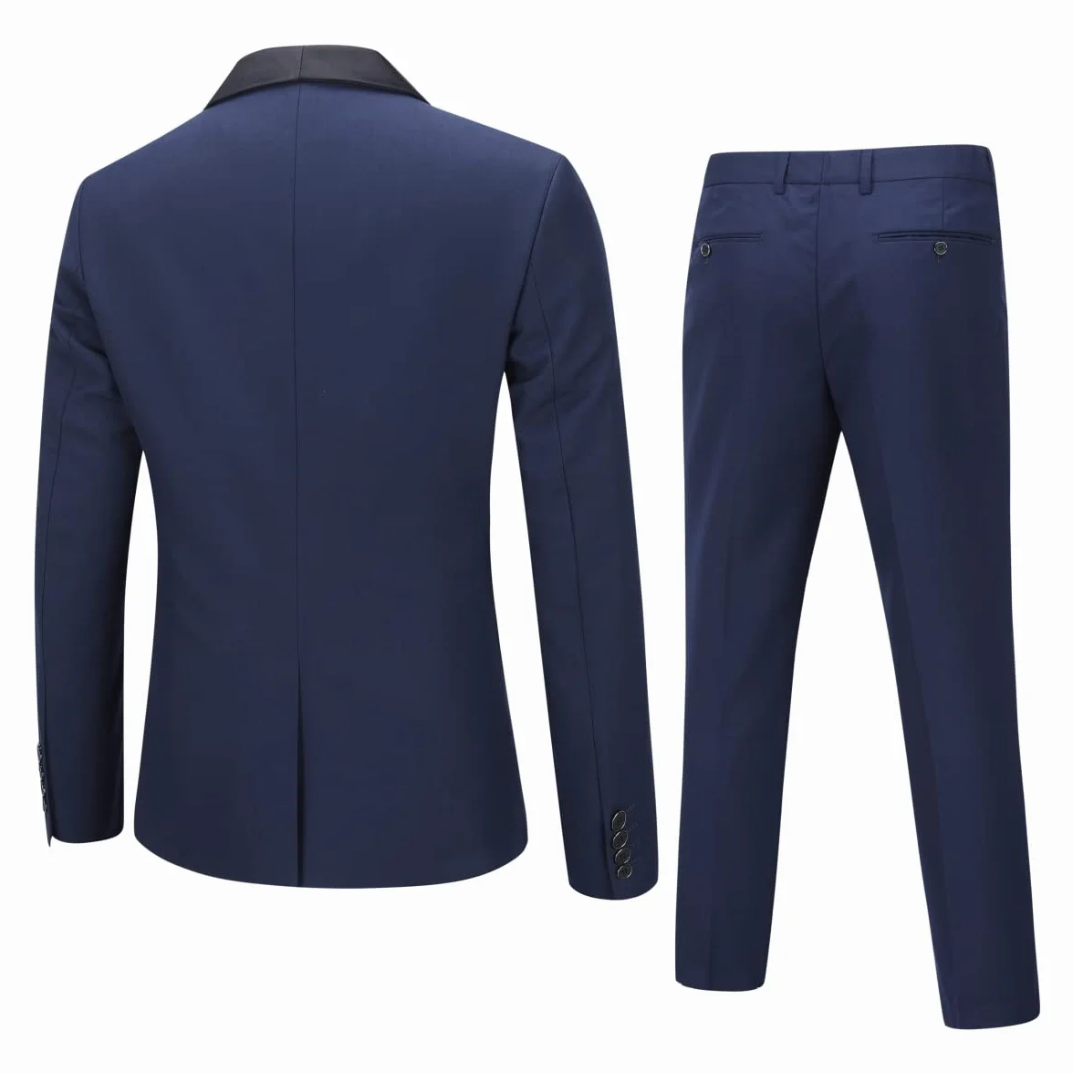 Sliktaa Męski garnitur 3-częściowy, krój slim fit, jednokolorowy, biznesowy kołnierz, klasyczna tunika