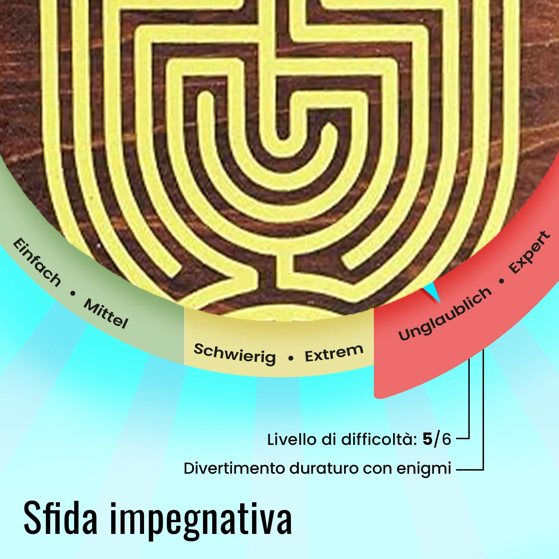 Logica Puzzles Szkatułka Labiryntu Drewniane Pudełko Trudność 5/6 Kolekcja Leonardo da Vinci