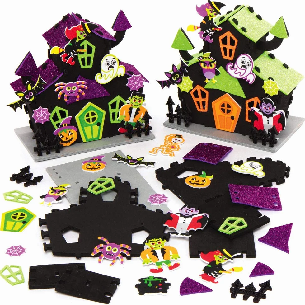 Baker Ross AX257 Halloween nawiedzony dom zestawy - zestaw 2 szt., do dekoracji na Halloween, sztuki i rzemiosła, prezentów i zajęć imprezowych