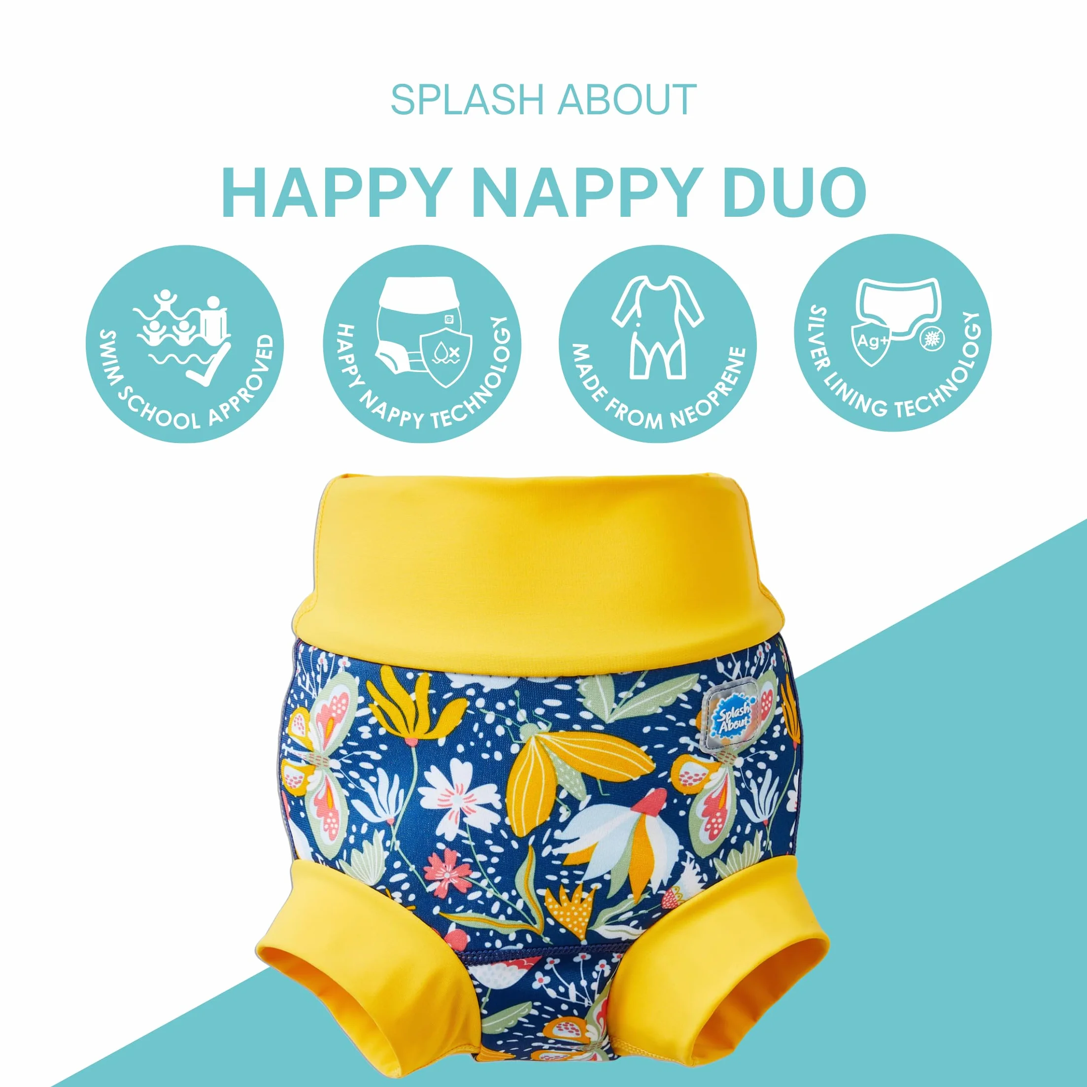 Splash About Happy Nappy Duo Wiederverwendbare Schwimmwindel, Garden Delight, 12-24 miesiące