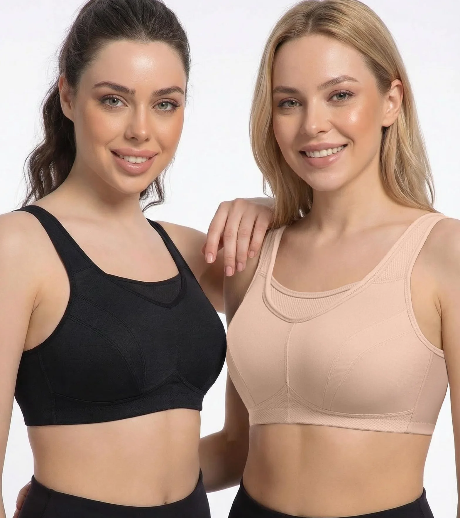 Damski biustonosz sportowy o wysokim efekcie Racerback Plus Size bez wyściółki, bez fiszbin