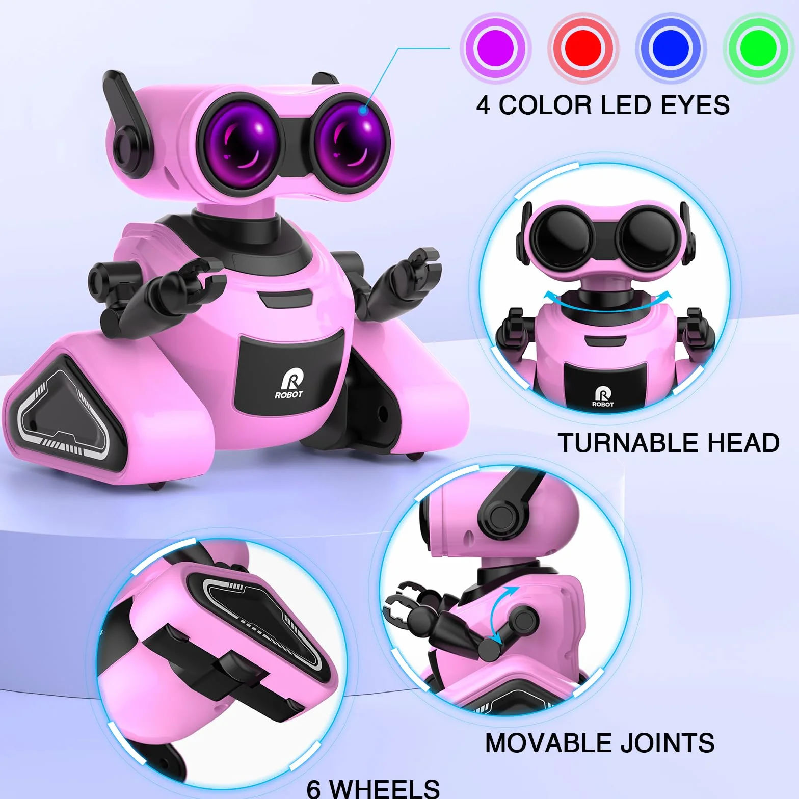Yerloa Robot Zabawka dla Dzieci, Ładowalny Inteligentny Pilot Zdalnego Sterowania, Tańczące Spacery i Muzyka, RC Robot z Naklejką dla Dziewcząt i Chłopców