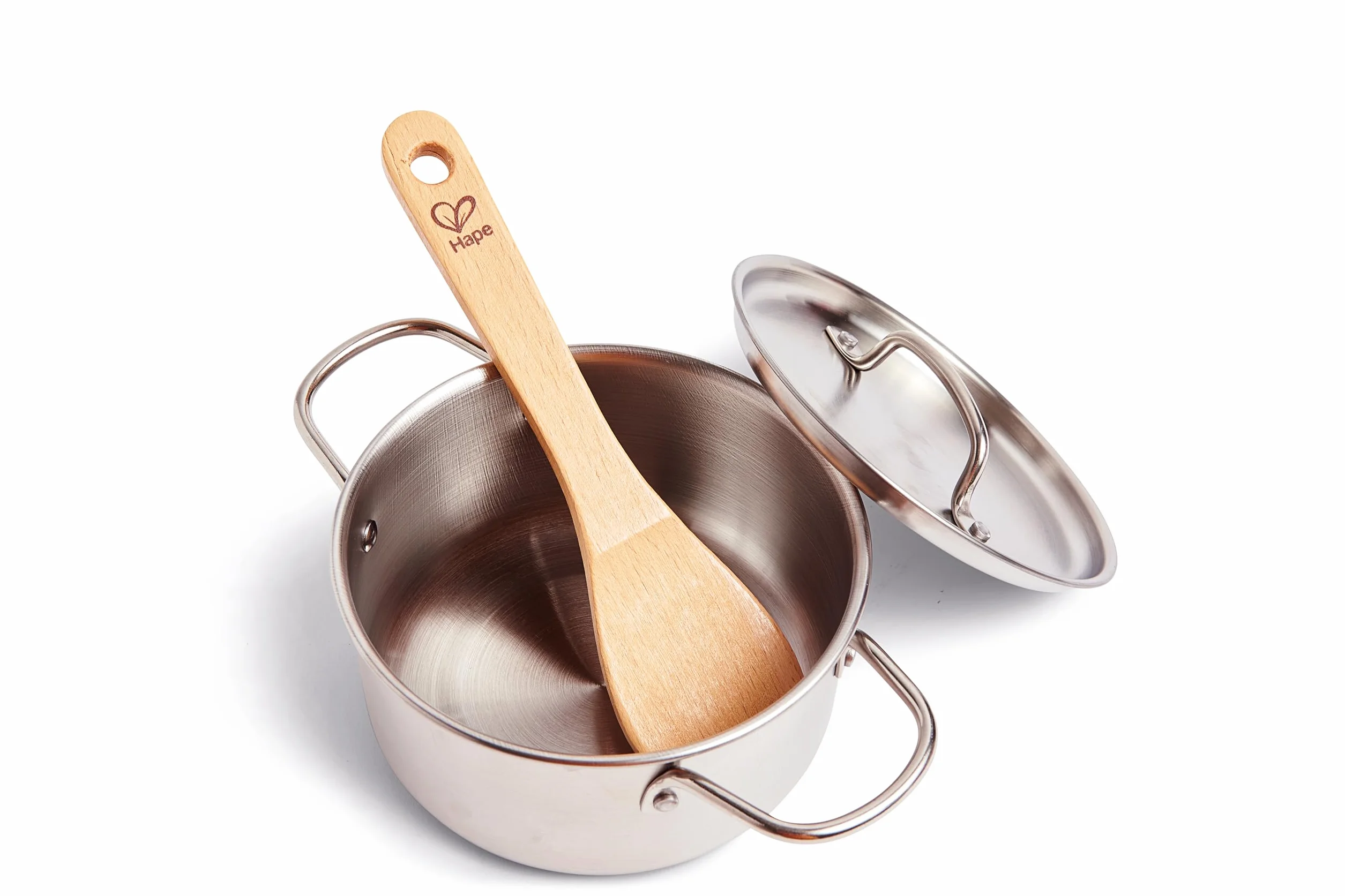 Hape E3137 Chef's Cooking Set - Child Safe Pots, Pans and Utensils - Wooden Kitchen Accessories
