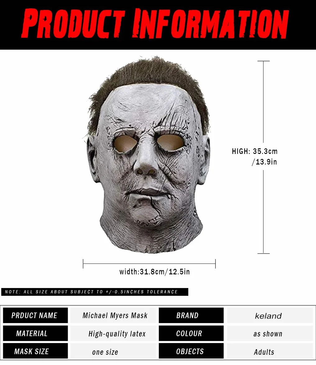keland Michael Myers maska lateksowa z horroru, kostium Cosplay na karnawał i Halloween