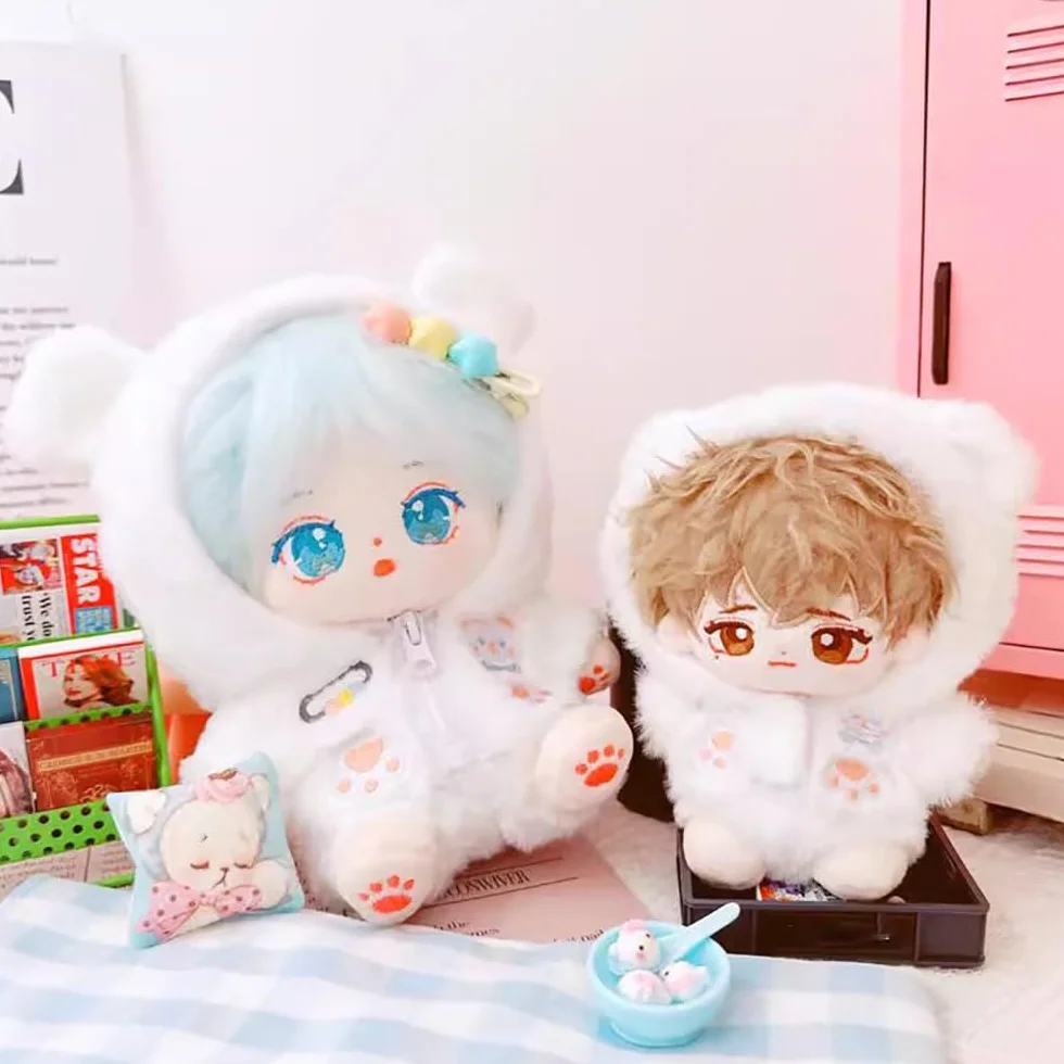 niannyyhouse 10 ~ 15 cm, 20 cm, 40 cm, pluszowe ubrania dla lalek, bluza z kapturem, spodnie, mleczny niedźwiedź, strój, akcesoria dla lalek, przebieranki, 20