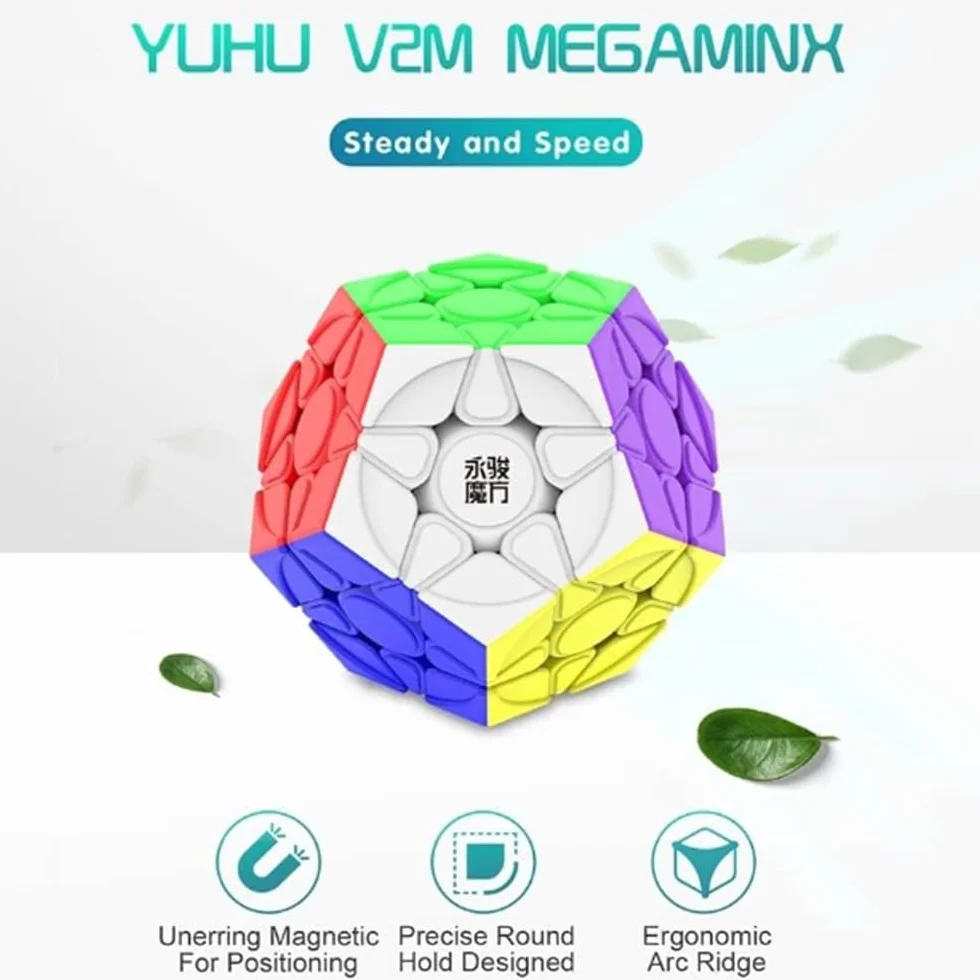 Megaminx Speed Cube, YJ YuHu V2 M dwunastościan kostka bez naklejek pięciokąt magiczne puzzle kostka 3D łamigłówka zabawki edukacyjne prezenty entuzjastów kostek prędkości