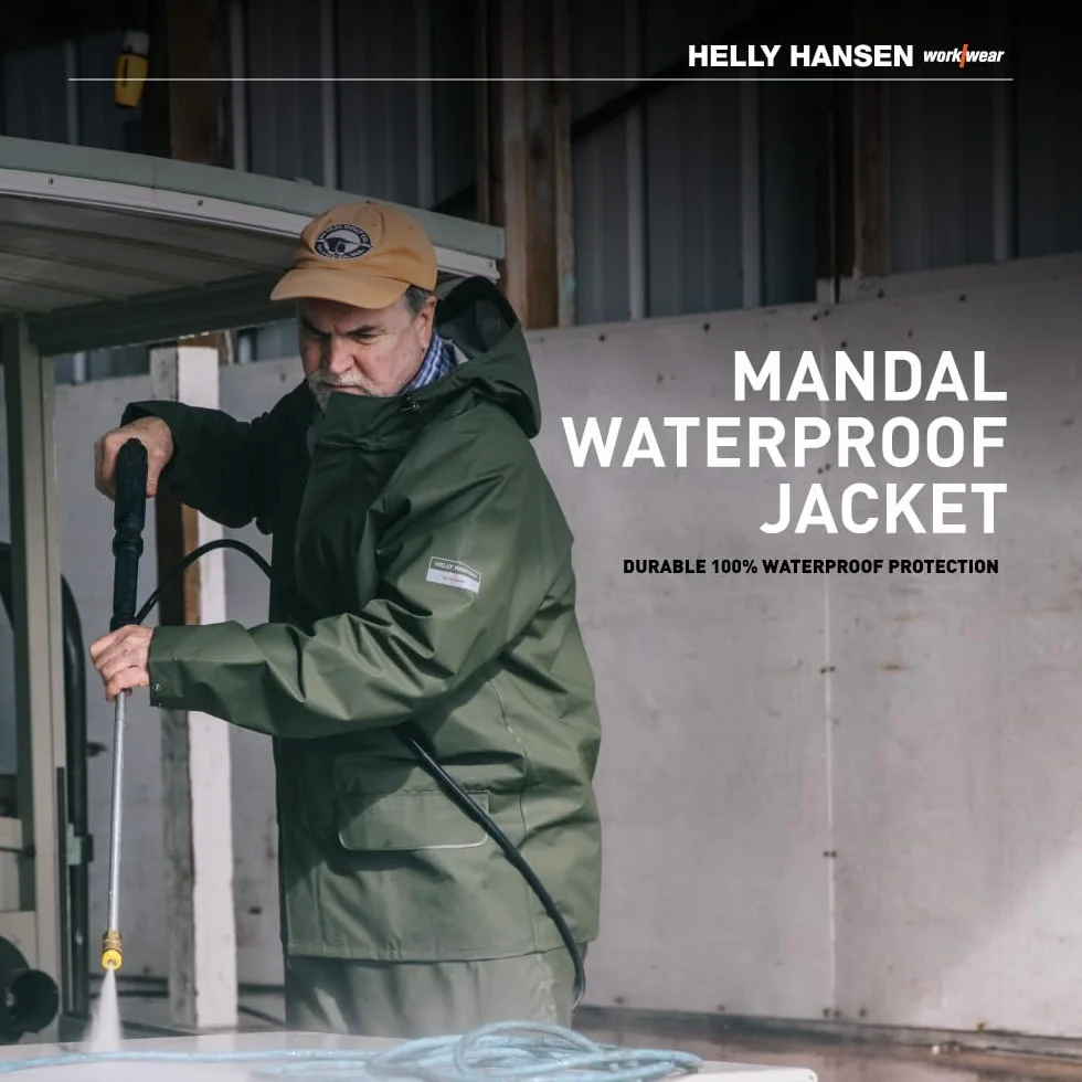 Helly Hansen Workwear Helly Hansen PVC kurtka przeciwdeszczowa Mandal Jacket 70129 100% wodoszczelna 480 XL, 34-070129-480-XL, zielona