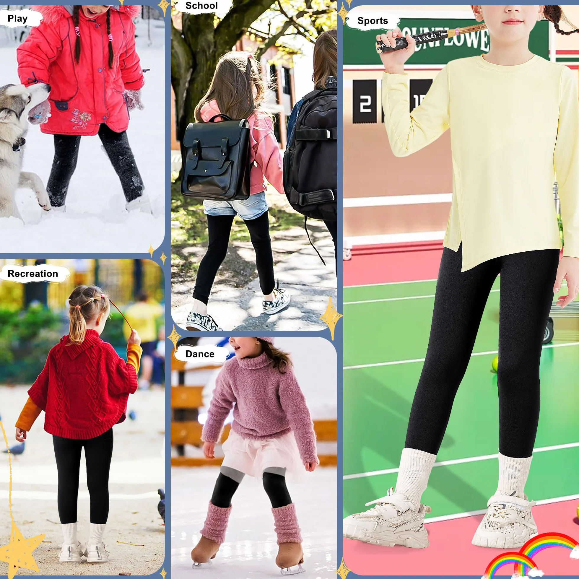 Legginsy termiczne dla dziewcząt i dzieci, z podszewką, legginsy termiczne z kieszeniami, wysoki stan, polar, ciepłe spodnie, elastyczne, długie spodnie termiczne, na zimę, bielizna termiczna