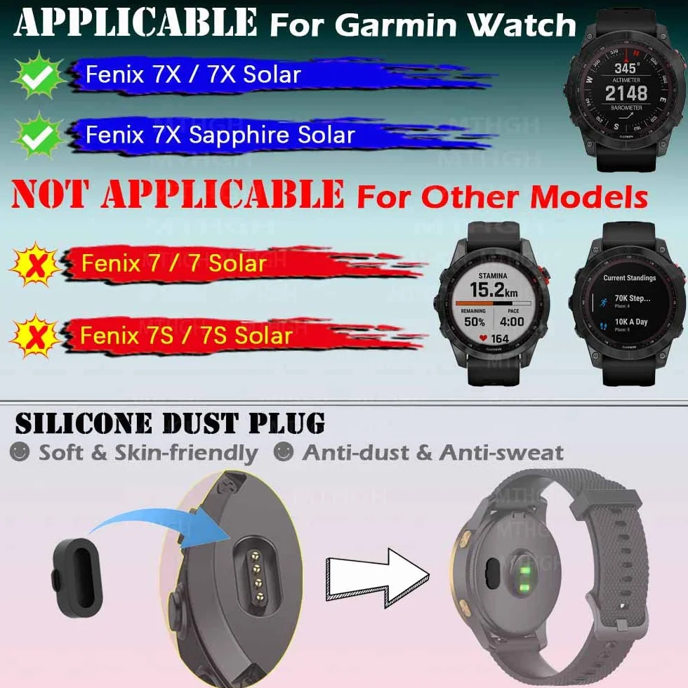 Folia ochronna na wyświetlacz ze szkła hartowanego do zegarka Garmin Fenix 7X Solar / 7X Sapphire Solar Smartwatch [4 sztuki] + wtyczka chroniąca przed kurzem, twardość 9H, czuły dotyk, folia