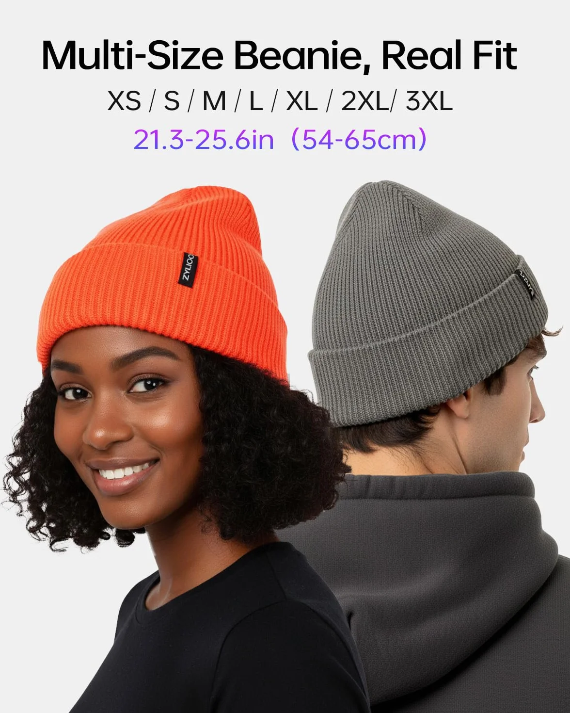 Zylioo XS/S/M/XL/XXL/3XL czapka z dzianiny na dużą głowę, czapka zimowa beanie z daszkiem, bardzo duża, zimowa, ciepła dzianinowa czapka do zegarka