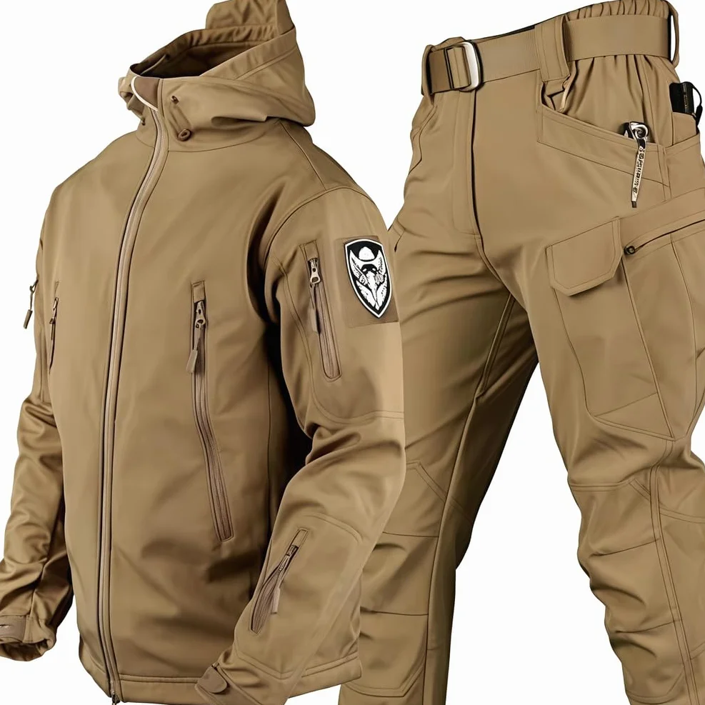 MęSka Kurtka I Spodnie Taktyczne, Wojskowe Kombinezony Softshell, Wojskowe Wodoodporne Zestawy Bojowe Armii, Odzież MyśLiwska, Wodoodporny, Lekki, Na Wolnym Powietrzu