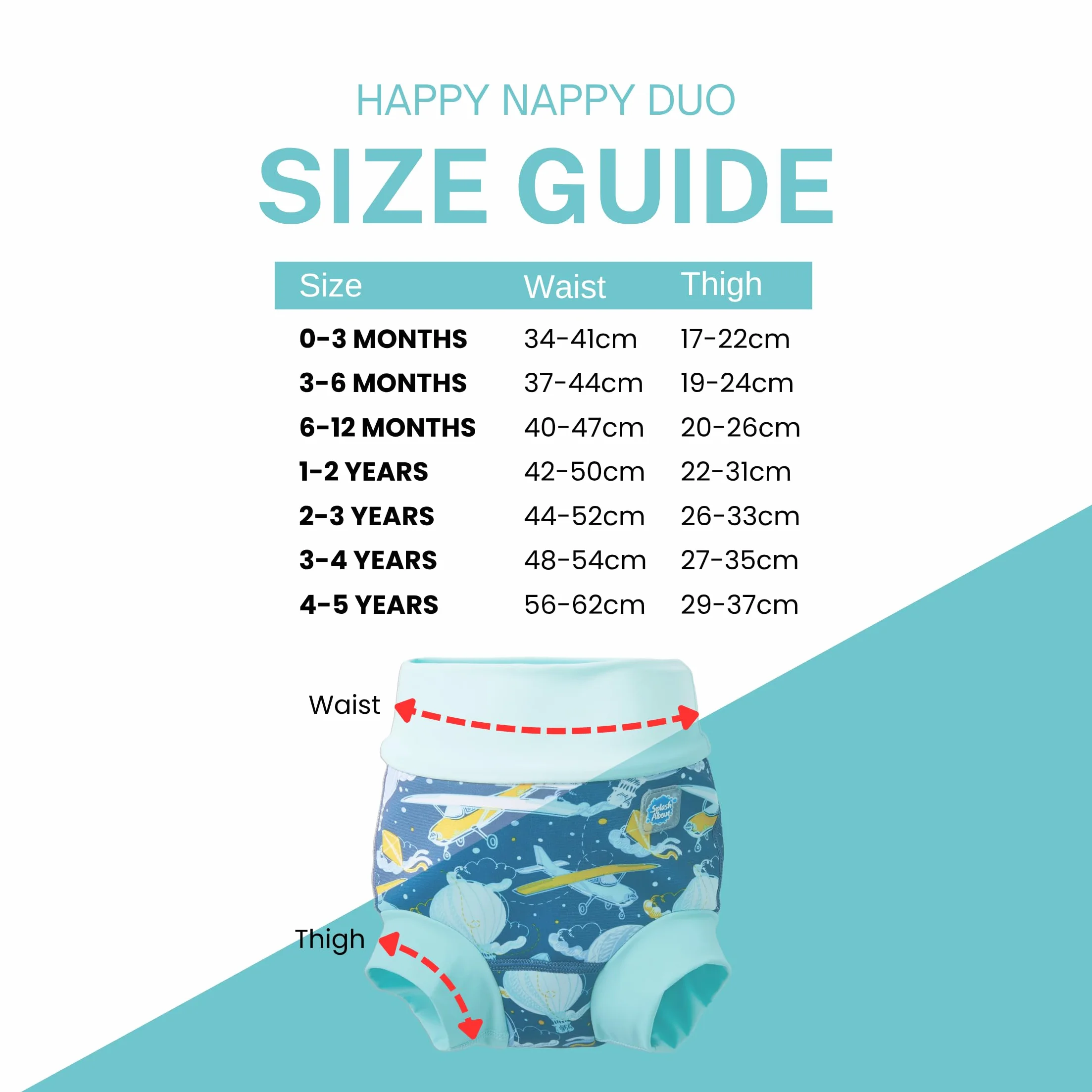 Splash About Happy Nappy Duo Wiederverwendbare Schwimmwindel, Up in the Air, 2-3 lata