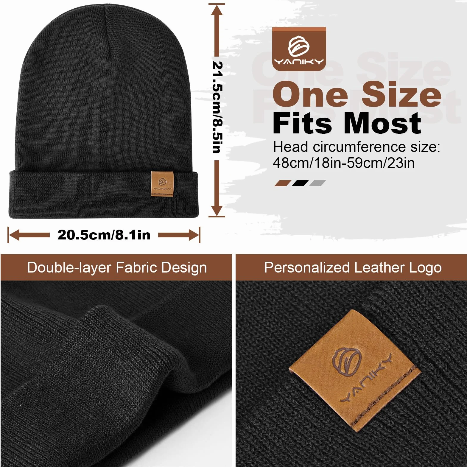 YANIKY Czapka damska, męska, zimowa, miękka, wygodna, ciepła czapka z dzianiny, unisex, wiatroszczelna czapka zimowa, klasyczna czapka beanie, idealna na jesień, zimę i wiosnę
