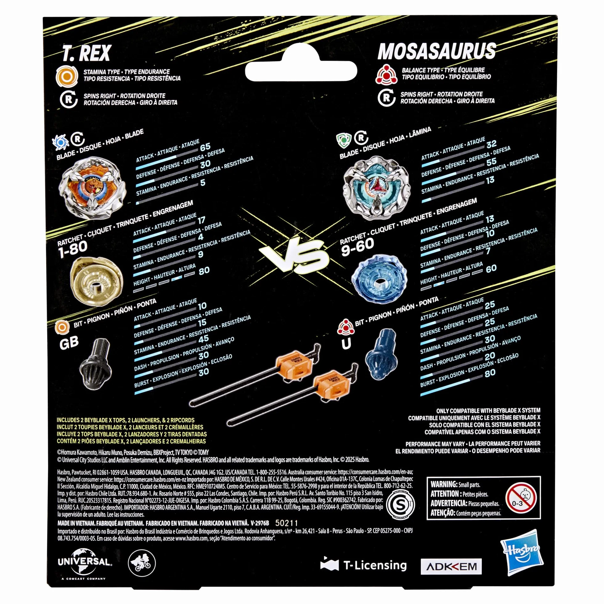Wielopak Beyblade X/Jurassic World Collab T. Rex kontra Mosasaurus