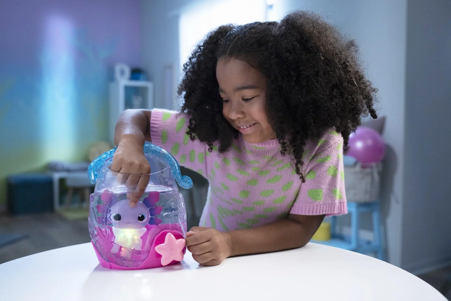 Animagic: Let's Glo Axolotl Bubble Reef | Przenośne akwarium z magicznymi bąbelkami, zawiera również 1 aksolotl Let's Glo | interaktywne elektroniczne zwierzęta | Dla dzieci w wieku od 4 lat