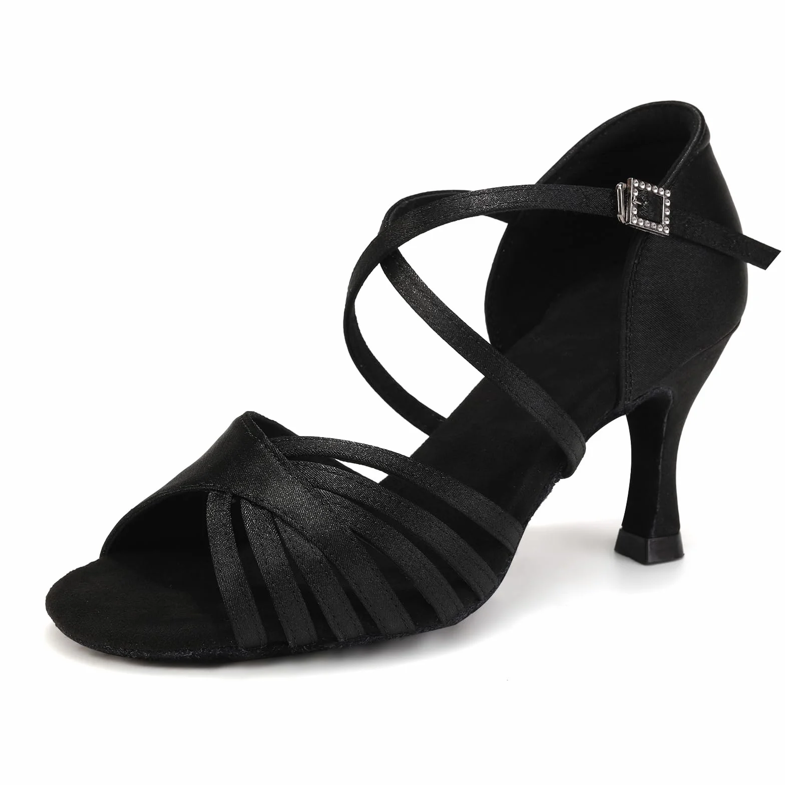 Damskie Buty do Tańca Satyna Profesjonalne Buty treningowe do tańca towarzyskiego Tango Salsa Wysokim Obcasie z Otwarty Palec