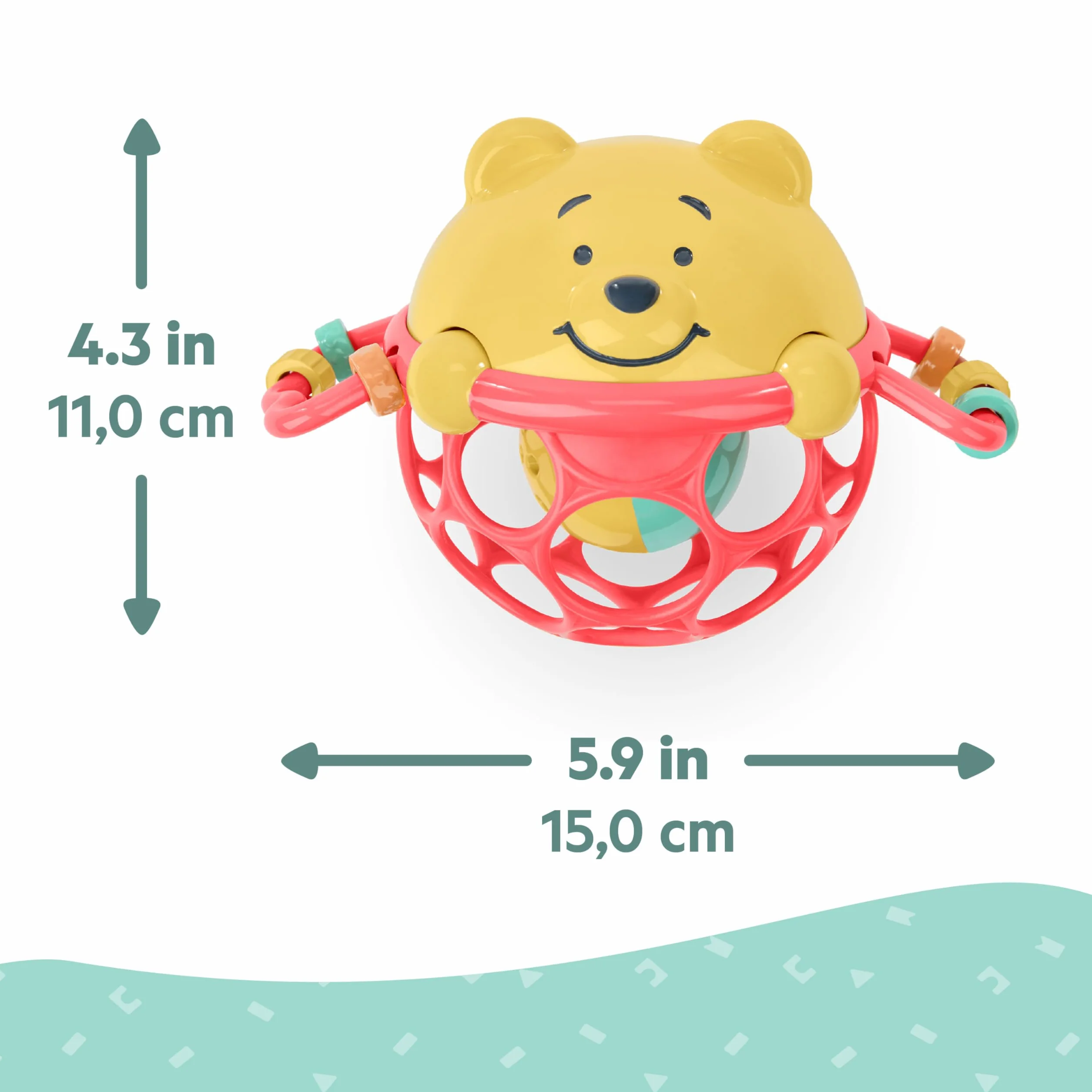 Disney Kubuś Puuh Jingle & Shake grzechotka firmy Bright Starts z łatwą do chwytania technologią Oball, unisex, dla noworodków i starszych dzieci