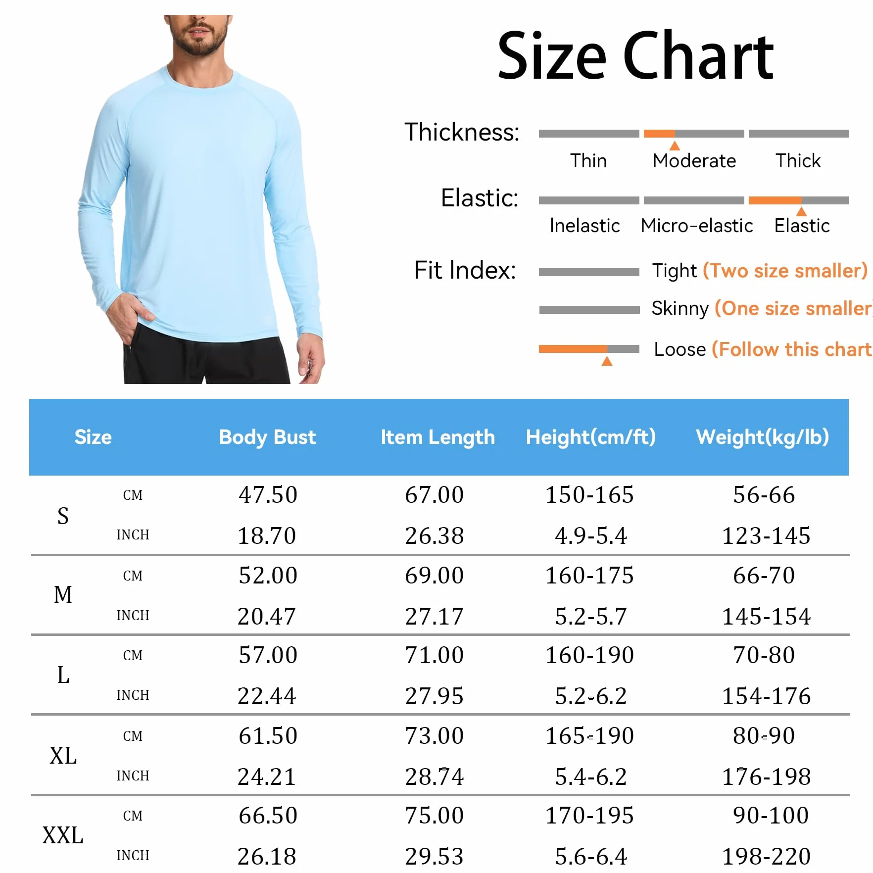 AMZSPORT Męska koszulka UV Rashguard UPF 50 koszulka z długim rękawem i koszulka z krótkim rękawem, ochrona przed słońcem, oddychająca, szybkoschnąca, ochrona przed słońcem, do wędkowania, surfowania
