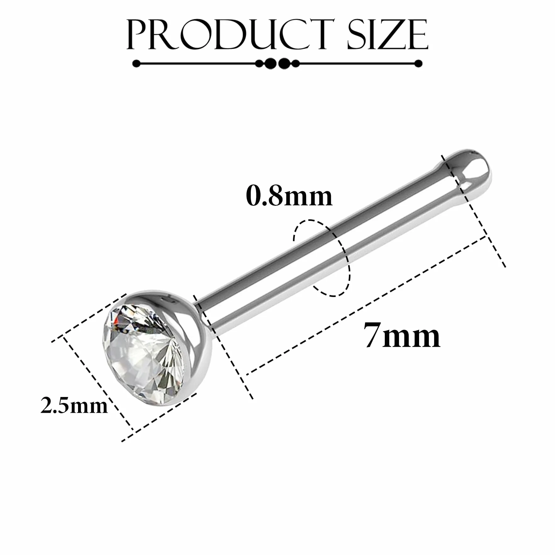 AceFun G23 kolczyk do nosa z tytanu, srebrny, kształt litery L, kolczyk do nosa dla kobiet, 20 g, tytan, piercing do nosa, 1,5 mm, 2 mm, 2,5 mm, 3 mm, CZ 1 S, w kształcie diamentu, dla mężczyzn