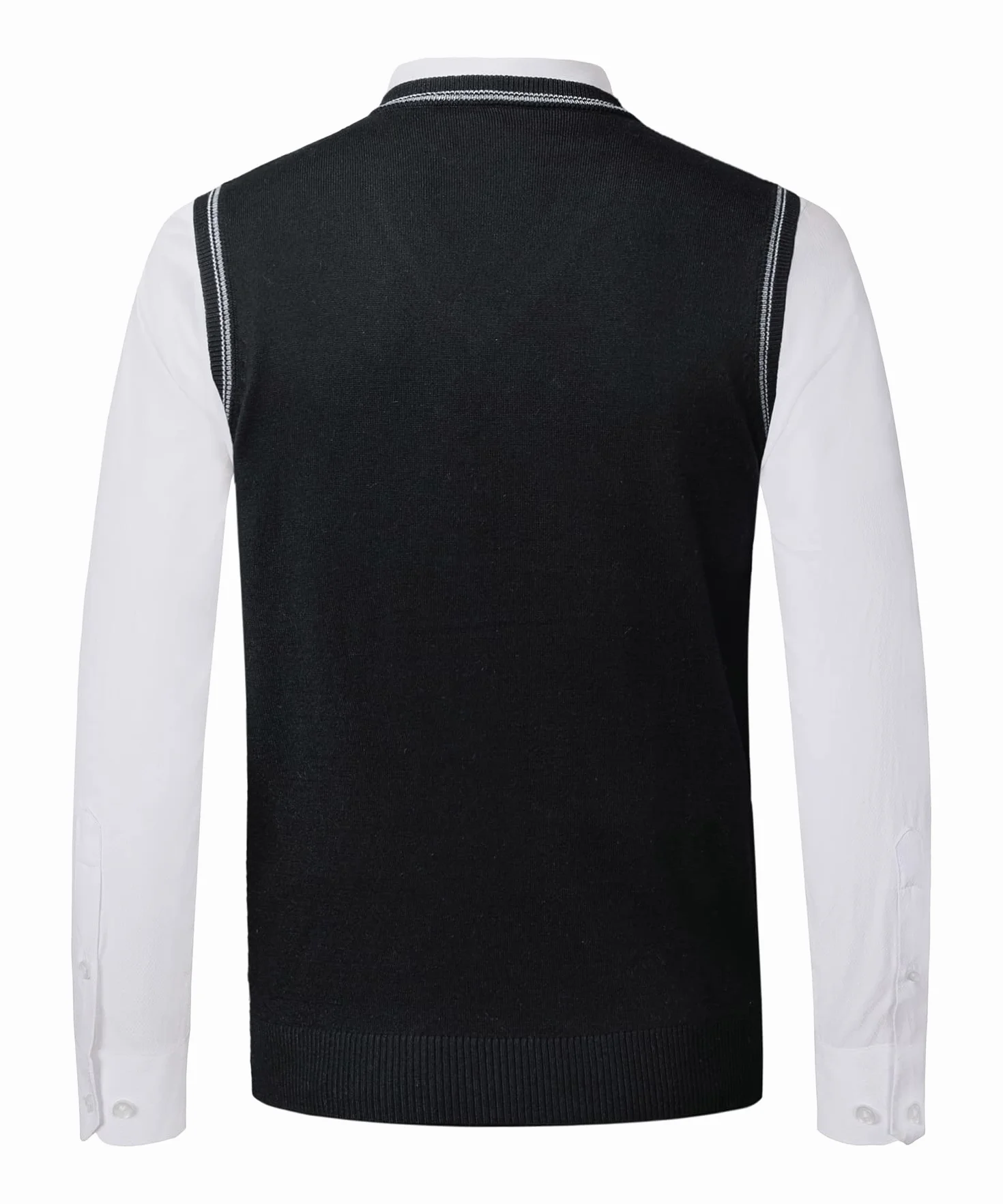 Męski klasyczny dzianinowy podkoszulek bez rękawów z dekoltem w serek, mieszanka wełny, kamizelka, slim fit, dzianina, kamizelki, biznesowy, dżentelmen Slipover, kamizelka golfowa