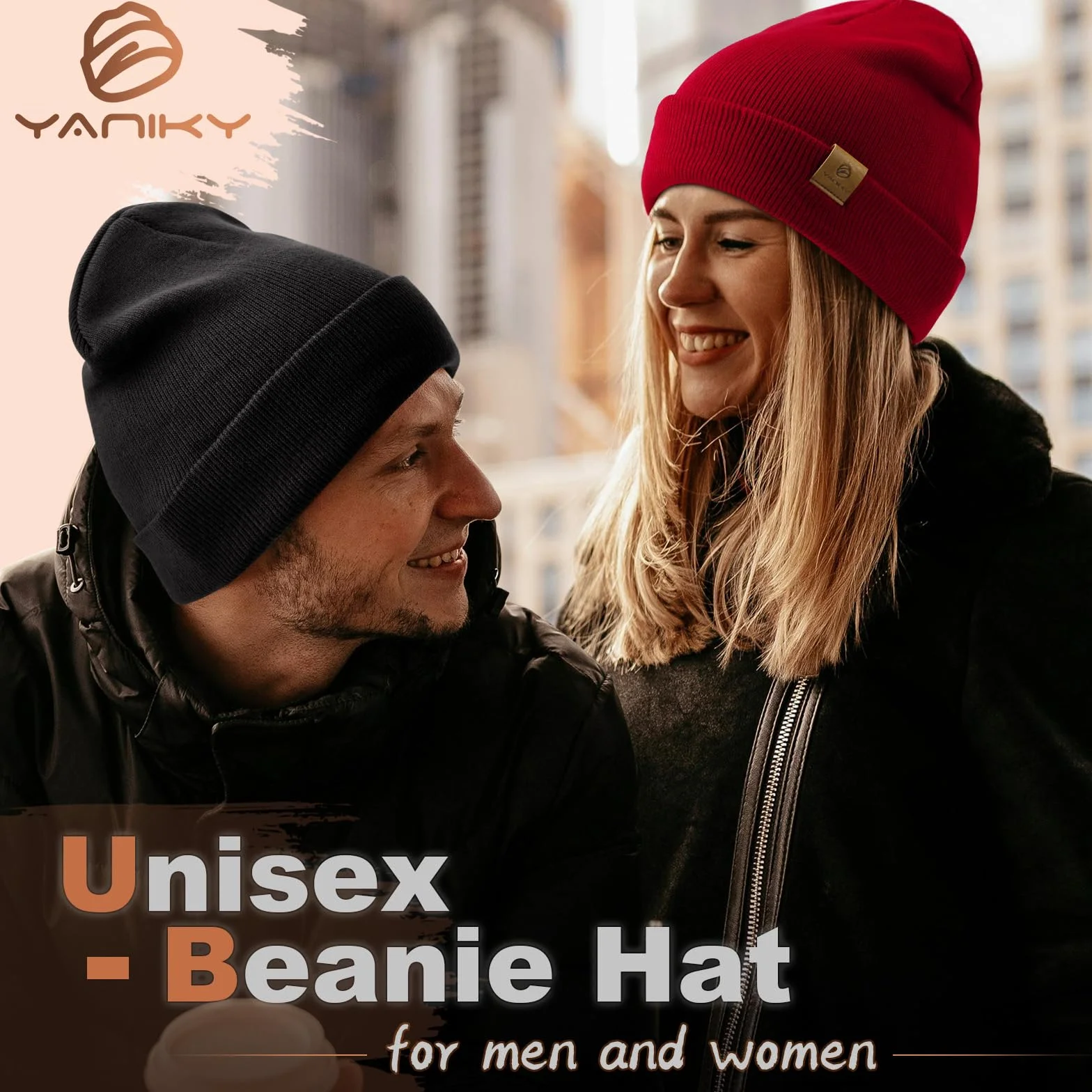 YANIKY Czapka damska, męska, zimowa, miękka, wygodna, ciepła czapka z dzianiny, unisex, wiatroszczelna czapka zimowa, klasyczna czapka beanie, idealna na jesień, zimę i wiosnę
