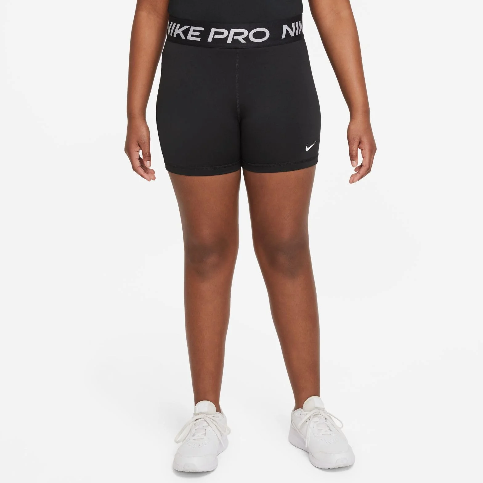Nike Dziewczęce Pro Dri-fitUPPER obcisłe do uda, czarny/biały, 8-9 años Grande