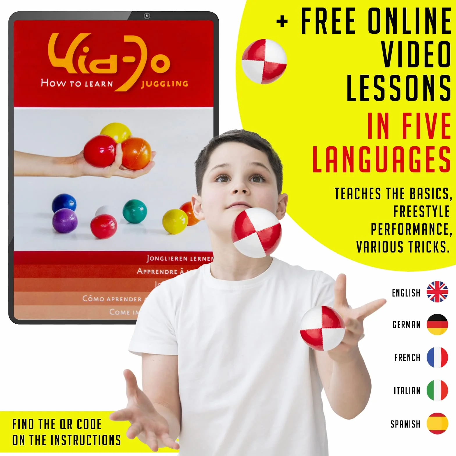 Juggle Dream 3x piłki do żonglowania — zestaw 3 profesjonalnych piłek do żonglerki z bezpłatnym filmem online, idealny dla początkujących i ekspertów (Srebrny/Czerwony)