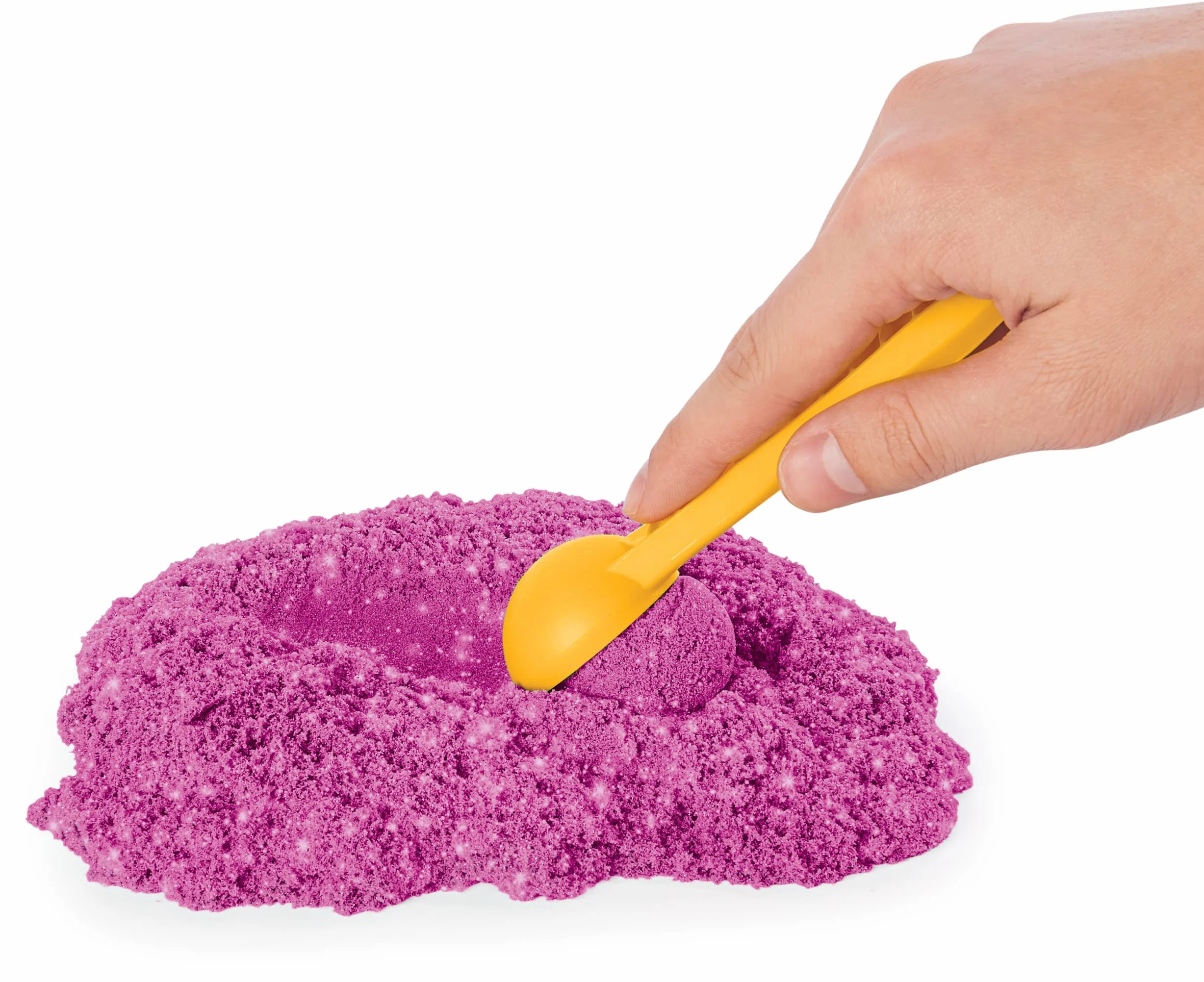 Kinetic Sand Kinetic Shimmer Sand Castle 454 g kolorowy błyszczący różowy z 3 akcesoriami i tacą w zestawie zabawki dla dzieci i dziewcząt w wieku 3 lat