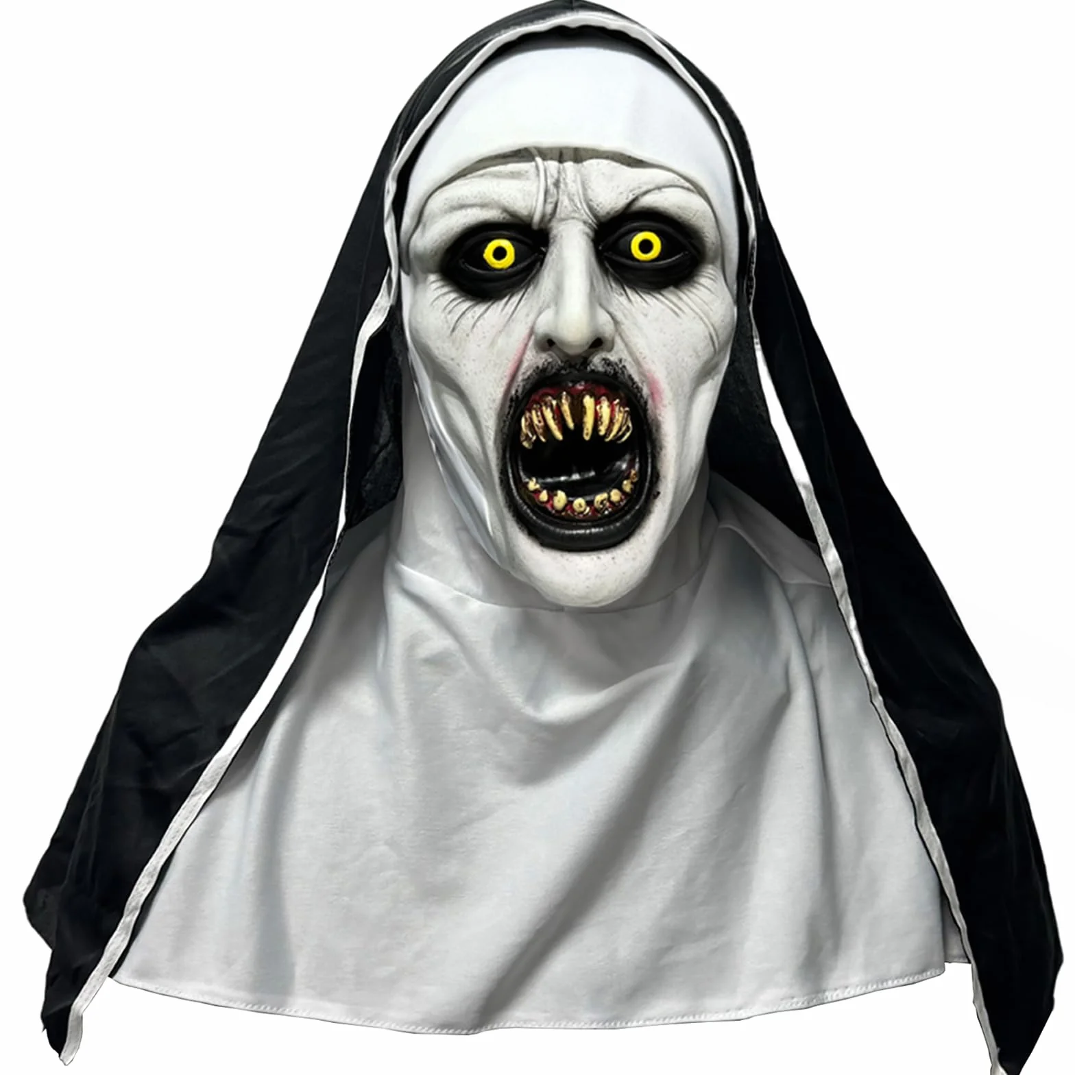 Kostium na Halloween, maska na Halloween, przerażająca zakonnica, maska na całą głowę, wykonana z lateksu, idealna na Halloween, imprezy z horroru i imprezy kostiumowe, uniseks