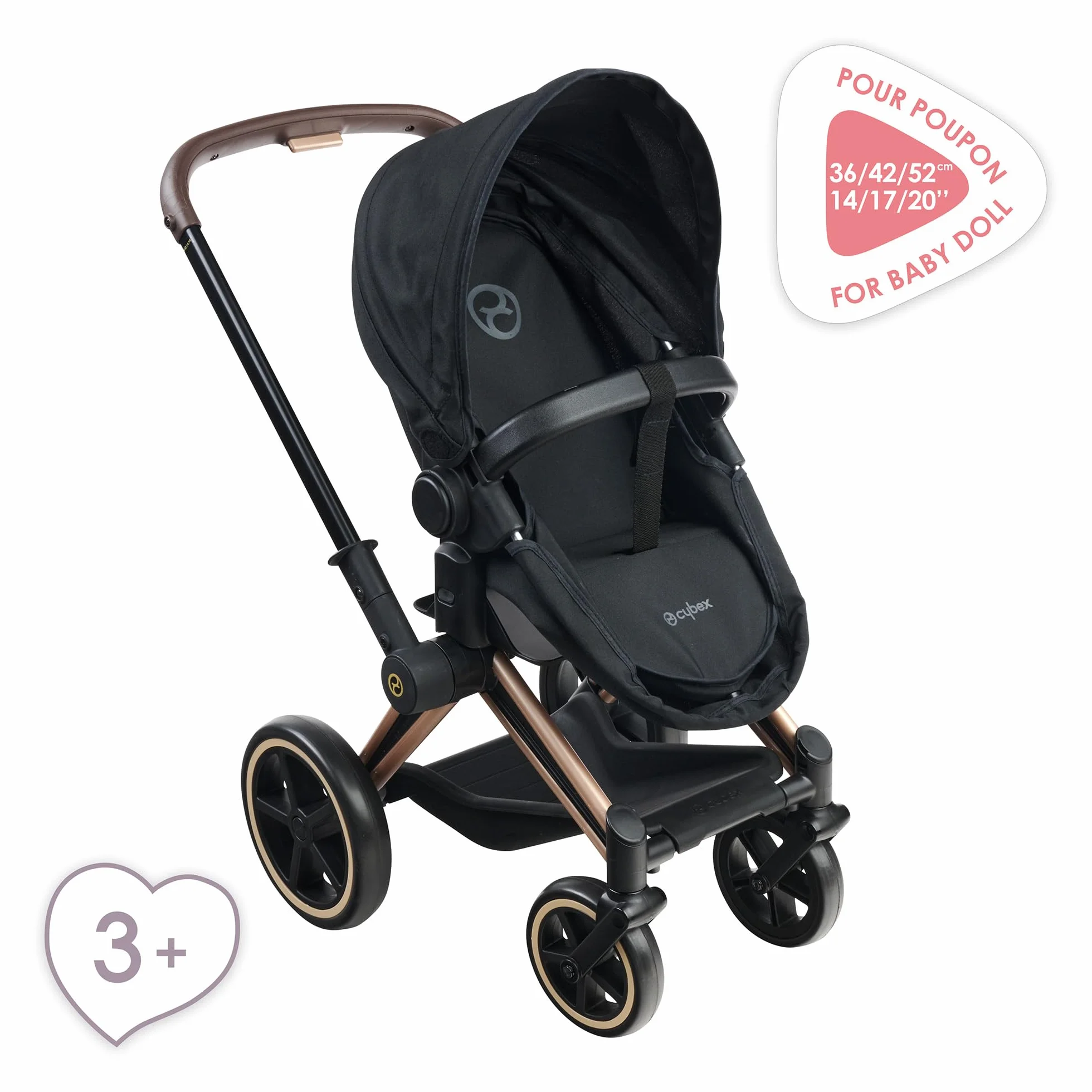 Corolle - Wózek dziecięcy Cybex Black, Akcesoria do Poupon 36 i 42 cm, od 3 lat, 9000142070
