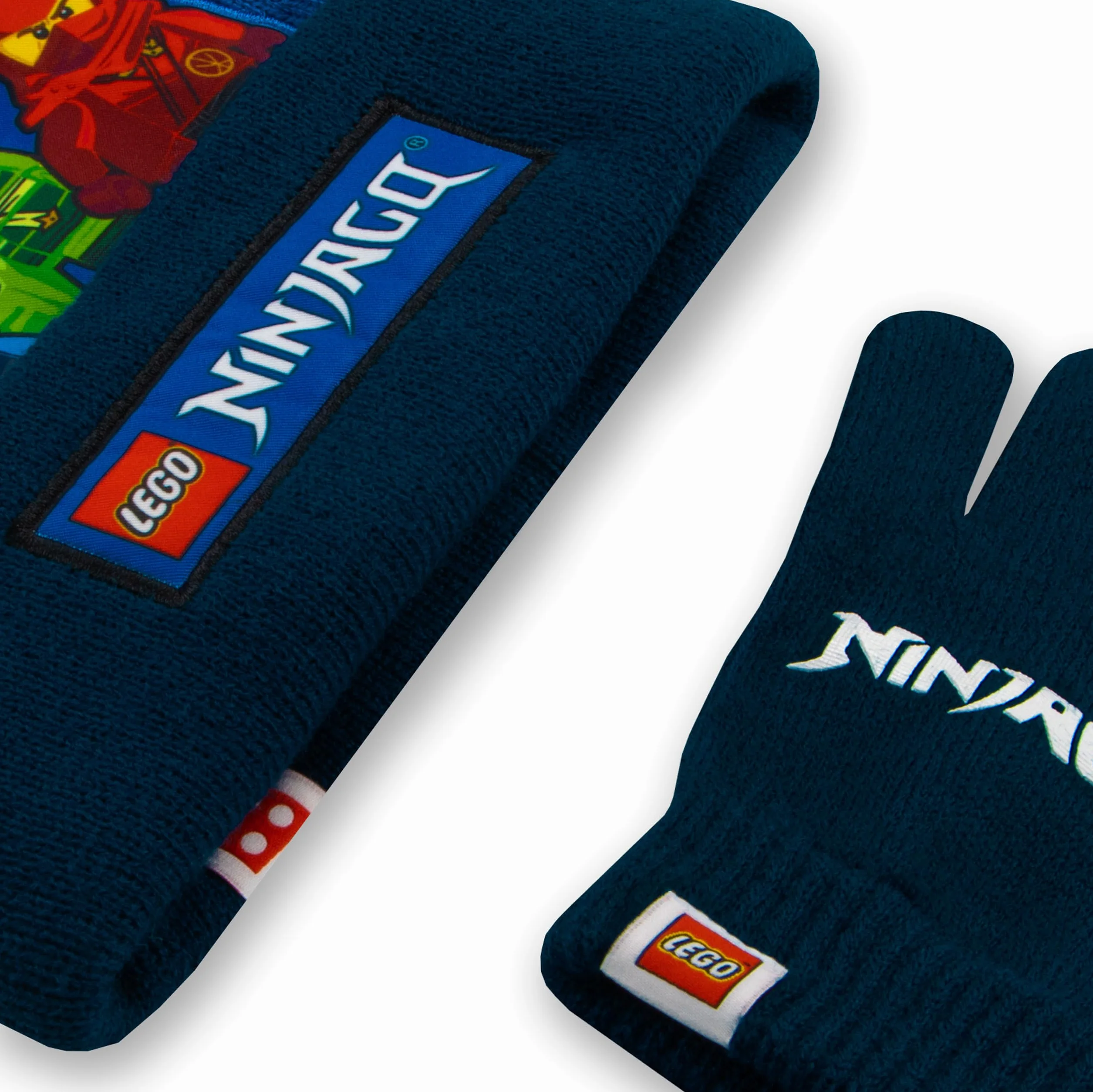 LEGO Ninjago Czapek I Rękawiczek Dla Dzieci | Czapki Zimowe | Zestaw Czapek I Rękawiczek Chłopięcych | One Size Niebieski