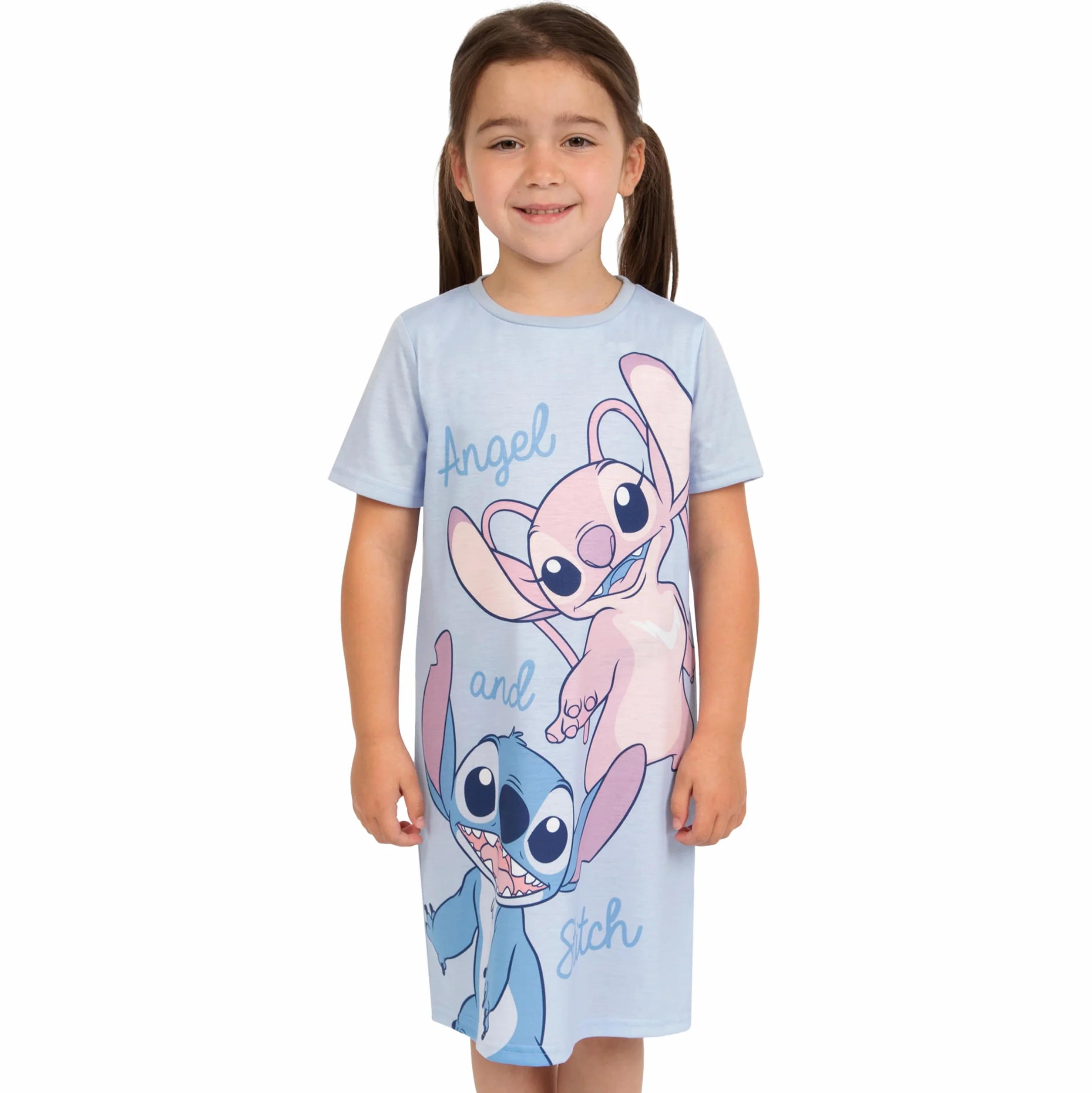Disney Lilo i Stitch Koszula Nocna dla Dziewczynek | Angel i Stitch Koszula Nocna | Koszula Nocna z Krótkim Rękawem