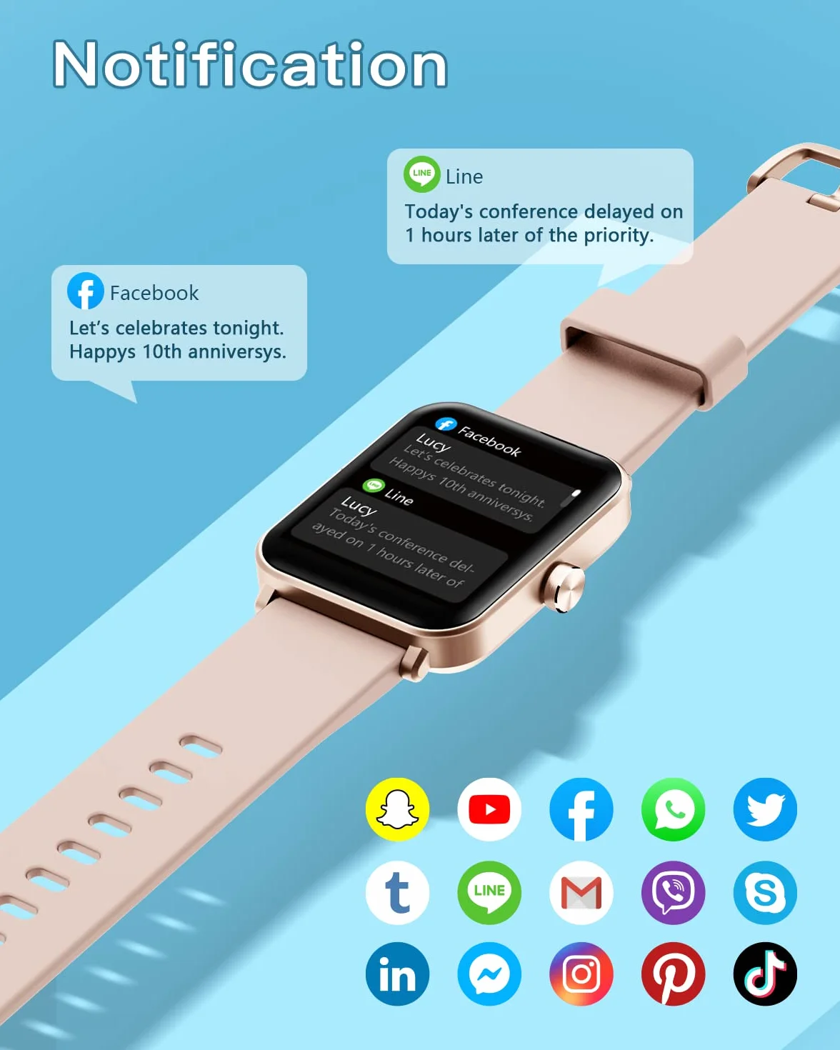 HUAKUA Smartwatch dla kobiet i mężczyzn, 1,69 cala, ekran dotykowy HD, zegarek fitness z monitorowaniem SpO2, pulsometrem, monitorem snu, krokomierzem, zegarkiem, wieloma trybami treningowymi dla