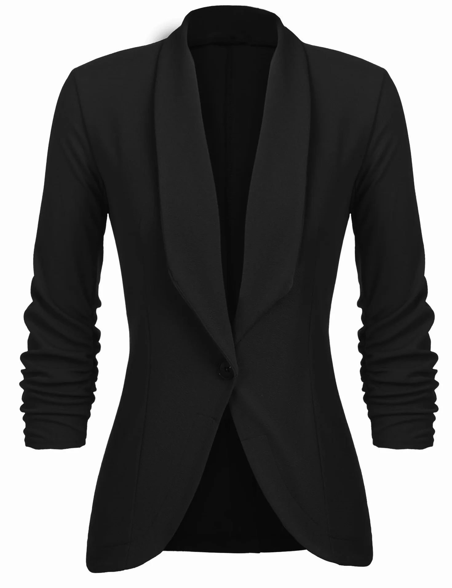 UNibelle Damski blezer elegancki taliowany strój biznesowy długi rękaw 3/4 kurtka haftowana, czarny
