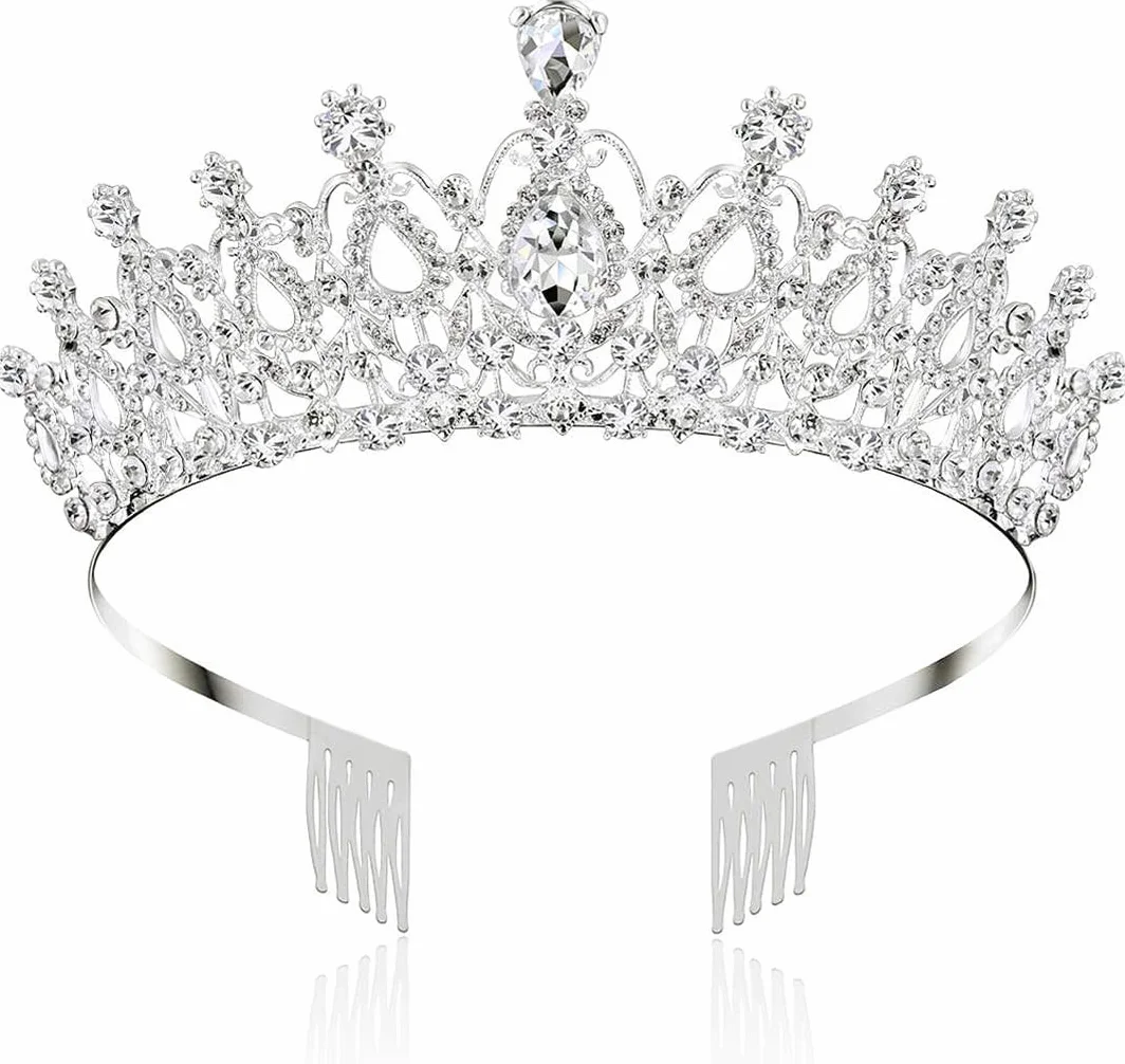 Kryształowa korona tiara, tiara z grzebieniem z kryształu górskiego, na konkursy ślubne, studniówki, imprezy księżniczki, korona urodzinowa