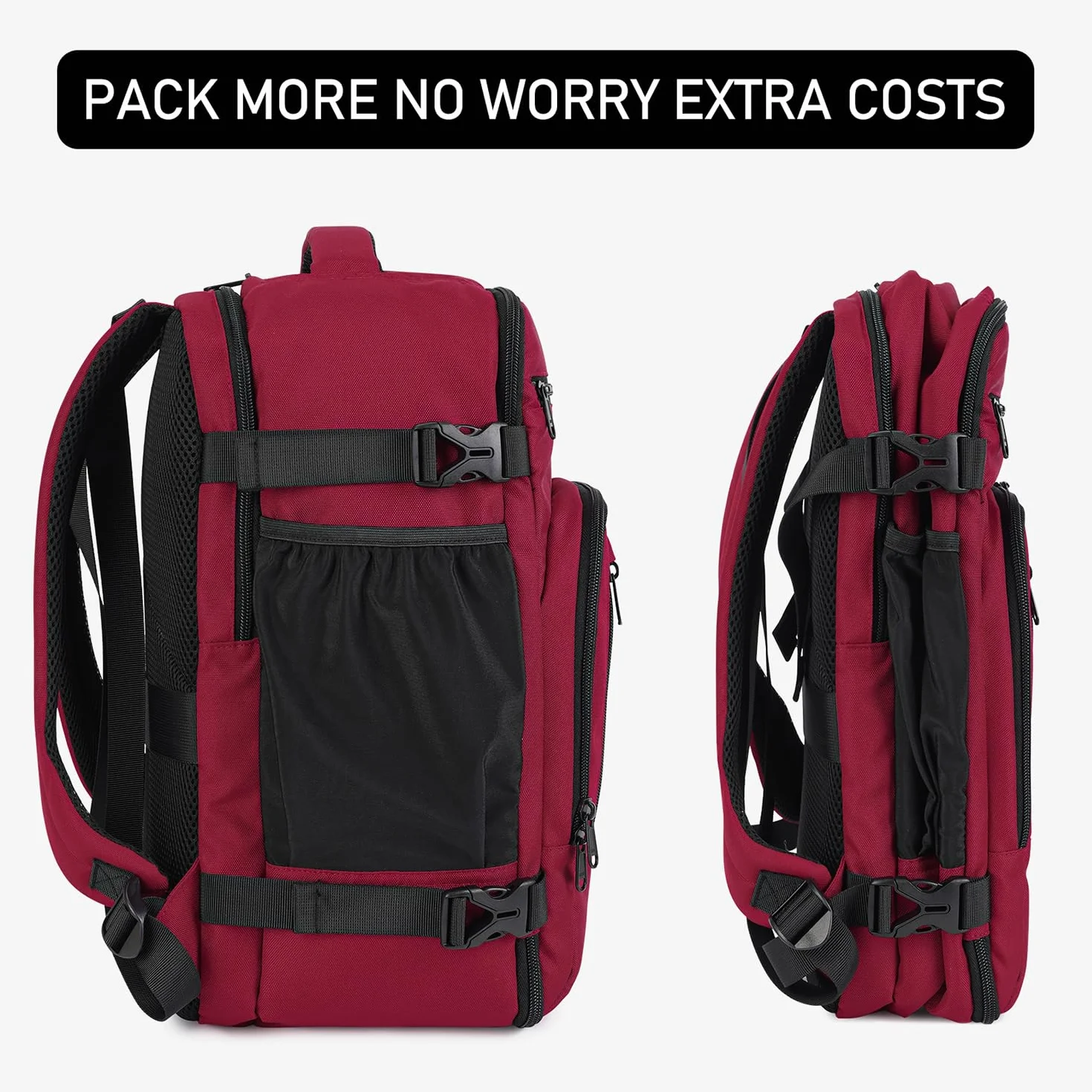 ECOHUB Ryanair Torba kabinowa 40x20x25 Plecak na bagaż podręczny Recyklingowany PET Eco Friendly Torba pod siedzenie 20L Patented(Czerwony)