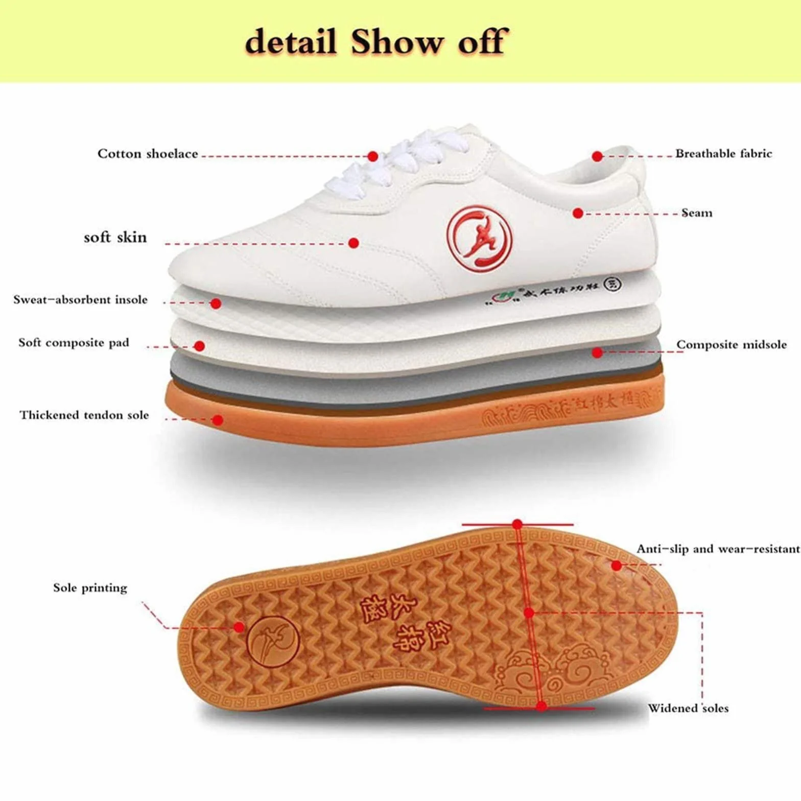 EMDPBD Buty do sztuk walki Tai Chi Mężczyźni Kobiety Płaskie antypoślizgowe Buty do sztuk walki Buty do Kung Fu Obuwie do chodzenia Trener Fitness Trampki Unisex Buty sportowe, styl1-8.5UK