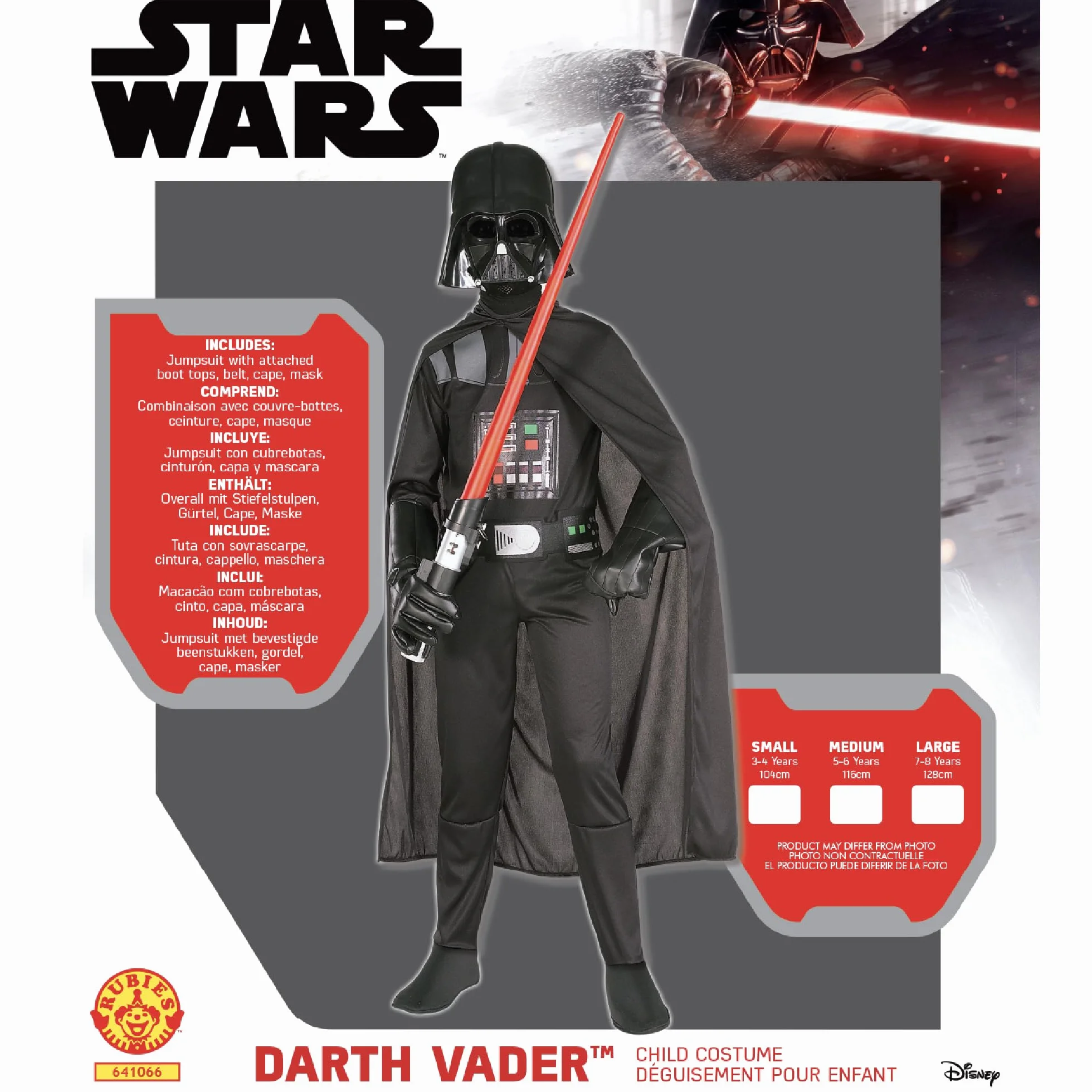 Rubie's Official Disney Star Wars Darth Vader klasyczny kostium dla dzieci, fantazyjny strój dla dzieci