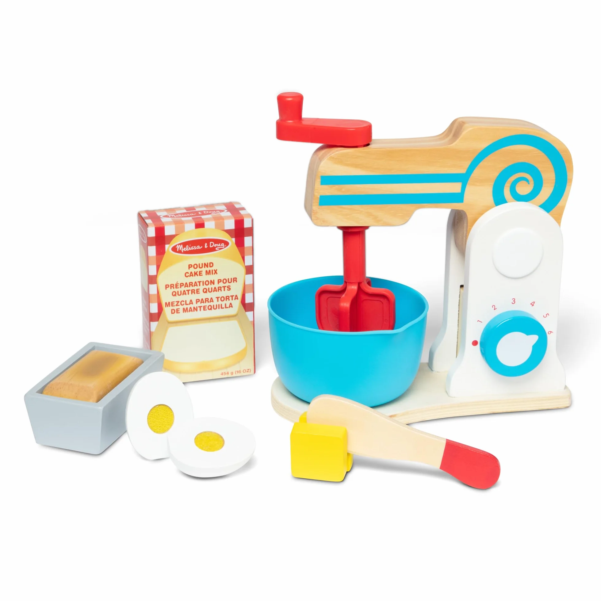 Melissa & Doug Drewniany Zestaw Mikserów do robienia ciasta 3+ Udawanie Zabawy Zabawka do odgrywania Ról