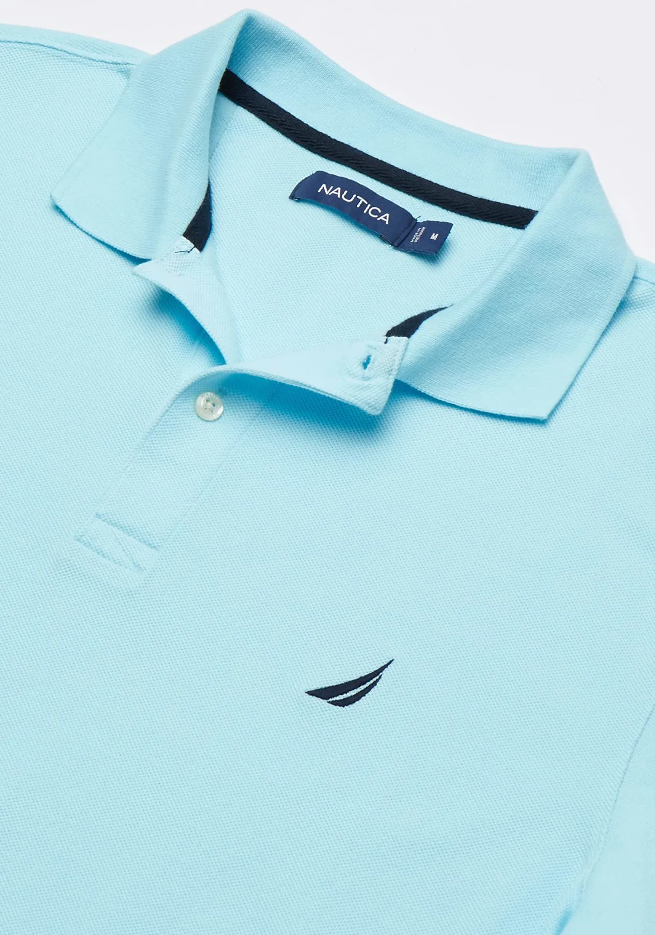 Nautica Męska koszulka polo z krótkim rękawem, solidna bawełna, Jasny Aqua Solid, XL