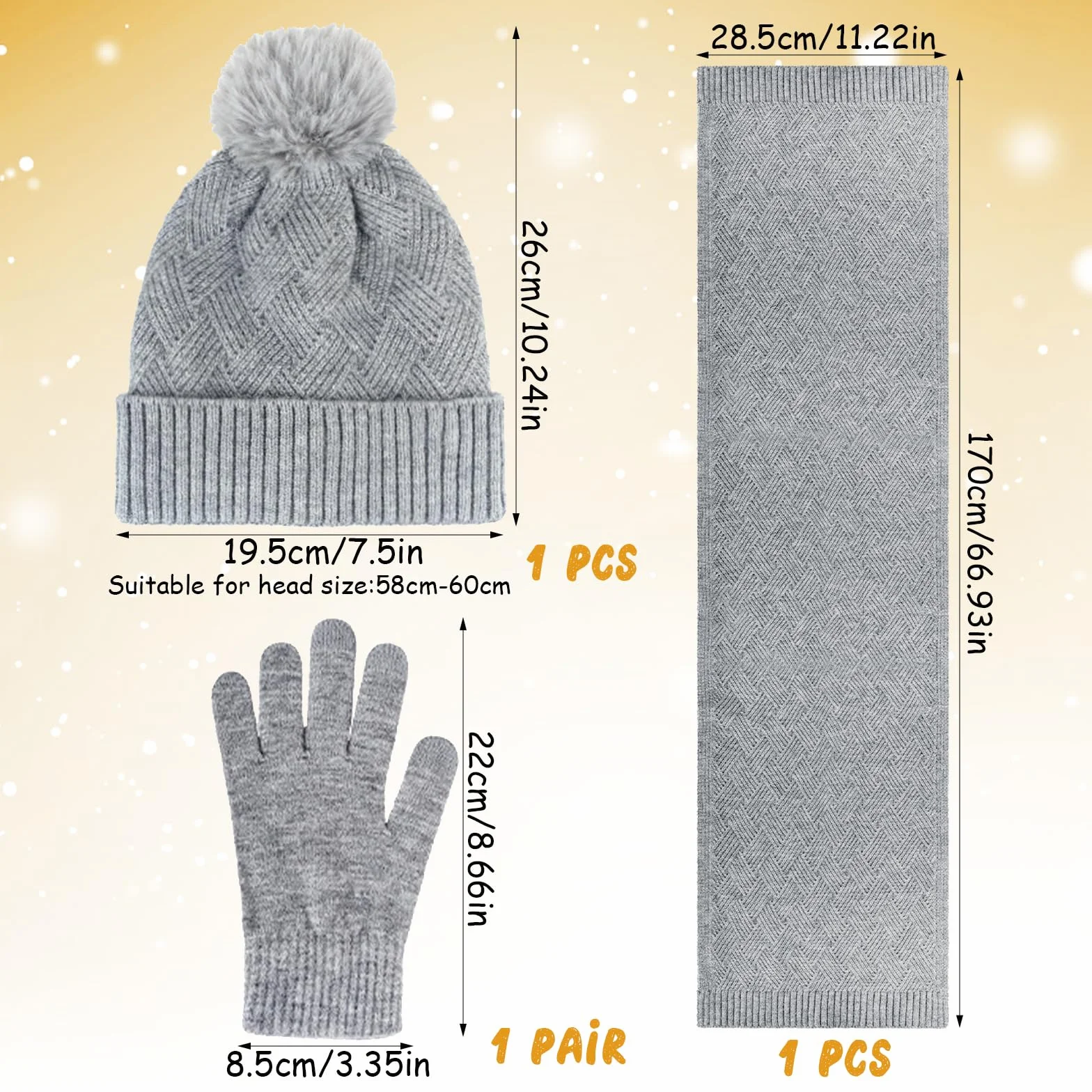 Damska czapka, szalik, zestaw zimowy, szalik, rękawiczki, zestaw dla kobiet, termiczna czapka zimowa, czapka z dzianiny, czapka beanie z pomponem, szale, rękawiczki zimowe z dzianiny