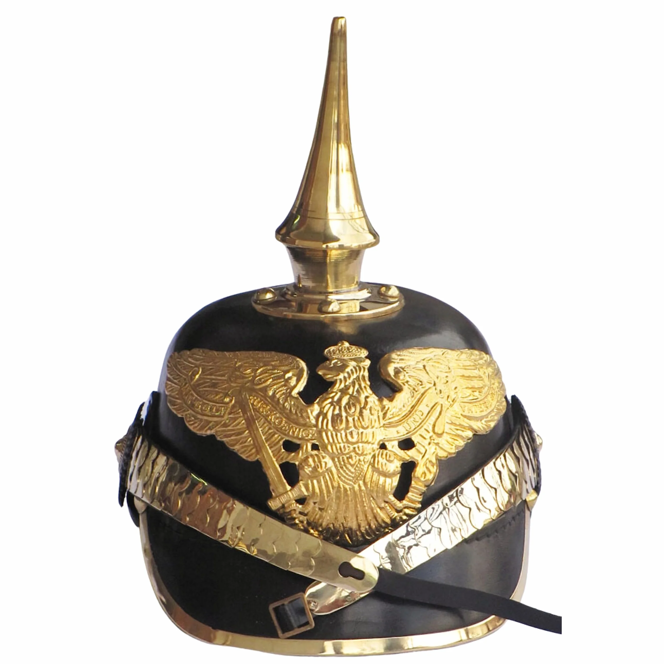 Medieval Replicas Mosiężny niemiecki hełm Pickelhaube Imperial Prussian - skórzany