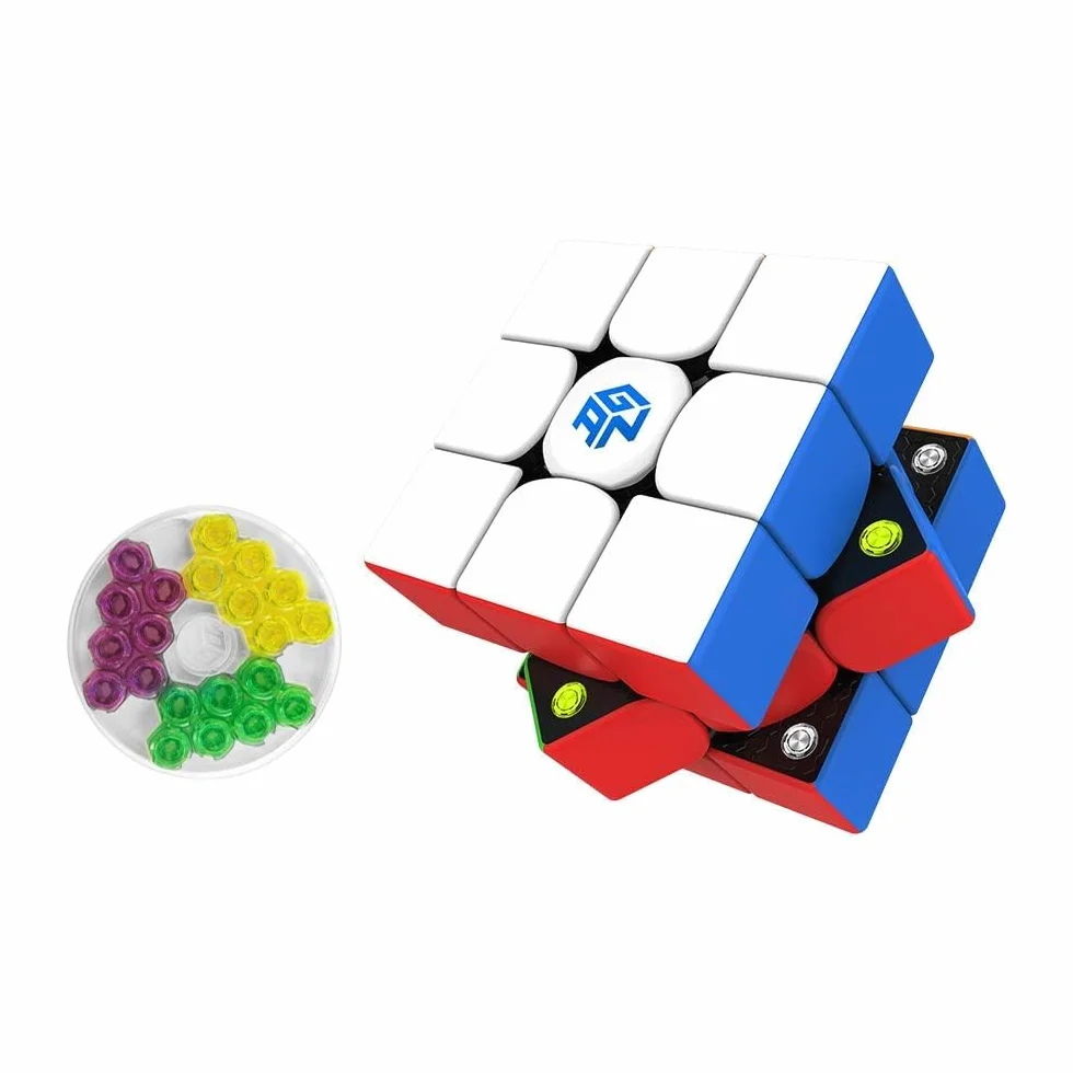 GAN 356M 3x3 Magnetyczna kostka speedcube, Najlepsza kostka magiczna z 48 magnesami / 4 rodzajami sprężystości–szybki i płynny obrót, wytrzymała i trwała, profesjonalna, oryginalna kostka z magnesami