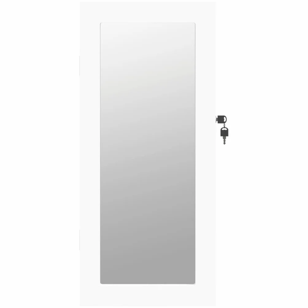 vidaXL Wisząca szafka na biżuterię, z lustrem, biała, 30x8,5x67 cm, lustro podświetlane, szafka łazienkowa z lustrem, szafka łazienkowa z lustrem i oświetleniem