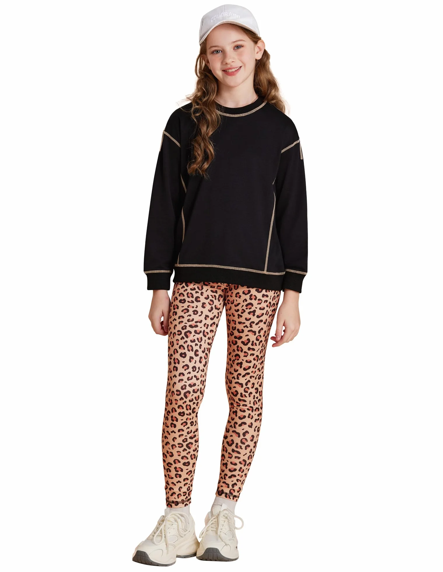 GRACE KARIN Dziewczęca bluza + legginsy, zestaw z długim rękawem, dres treningowy, 2-częściowy, na jesień i zimę, sportowy strój dla dzieci w wieku 6-14 lat