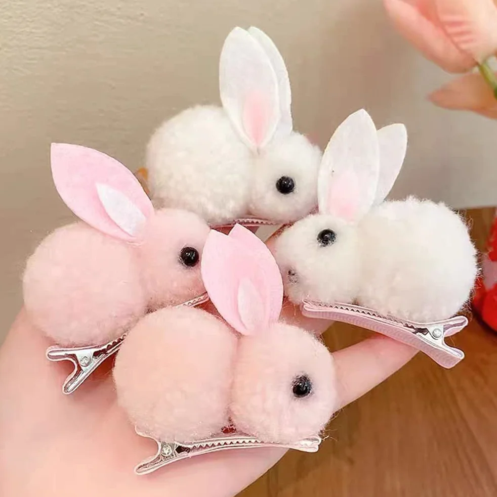 SanSixi spinka do włosów zajączek wielkanocny mały króliczek spinka do włosów pluszowa boczna spinka do włosów słodki królik kobiety dziecko spinka do włosów Happy Easter Day impreza dekoracja (szara)