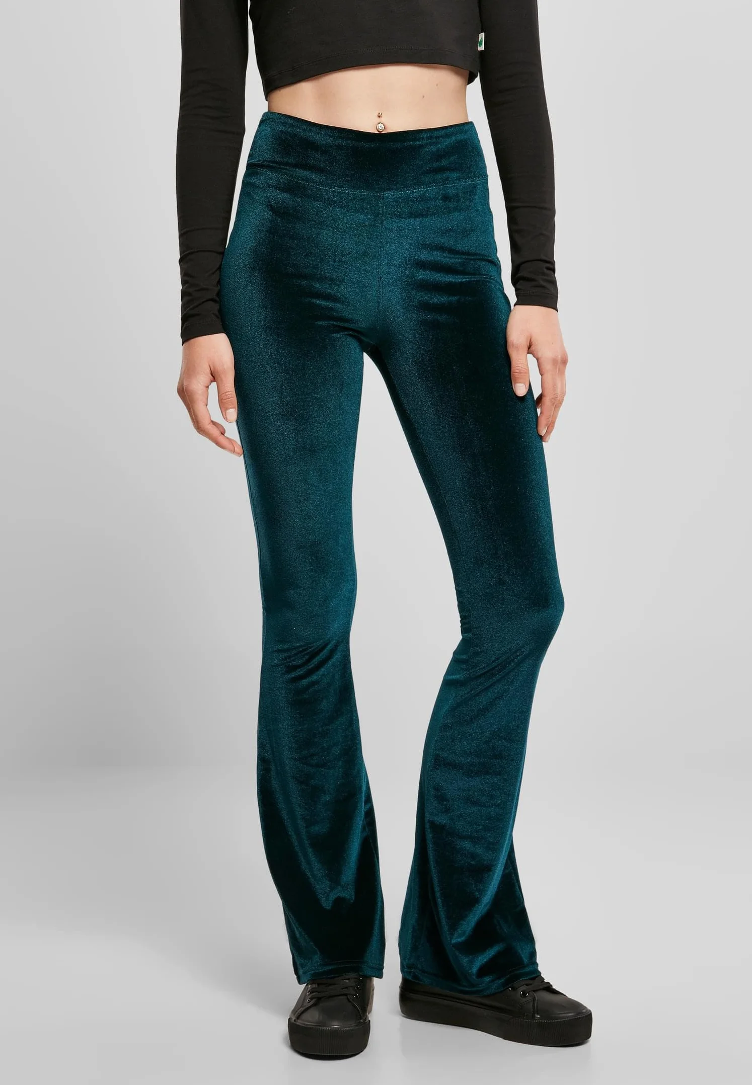 Urban Classics Damskie Legginsy Z Wysokim Stanem Velvet Boot Cut - Leginsy Kobiety