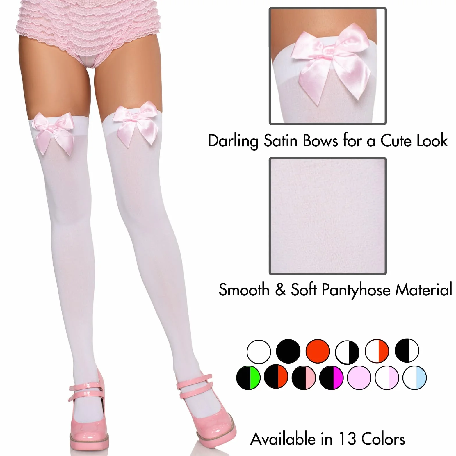 LEG AVENUE Damskie rajstopy Thigh Highs-625522133, białe, rozmiar uniwersalny, duże rozmiary EU, biały, rozmiar uniwersalny duże rozmiary