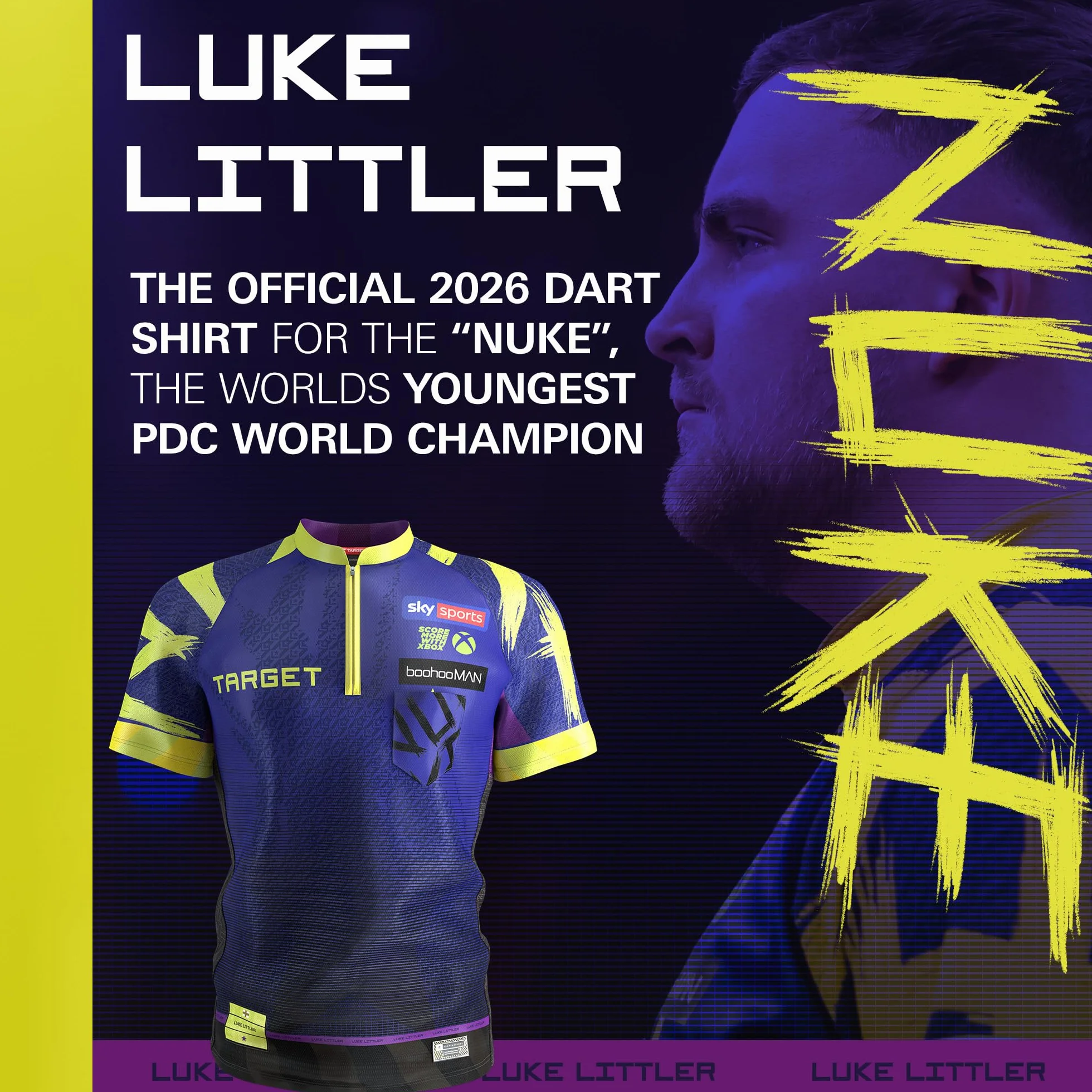Target Darts Luke Littler Kids Dart Shirt 8/10 Years | Das Nuke Youth Coolplay Dart T-shirt Player Edition
