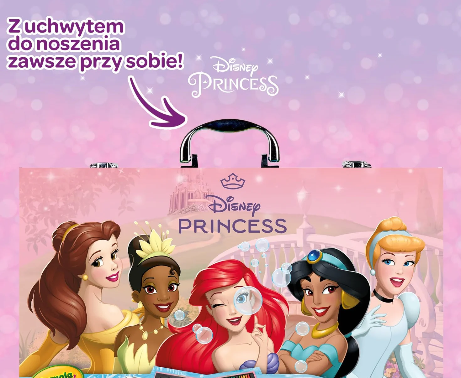 CRAYOLA - Aktówka artysty księżniczki Disney, 115 sztuk, lat 4,5,6,7+, 25-1094
